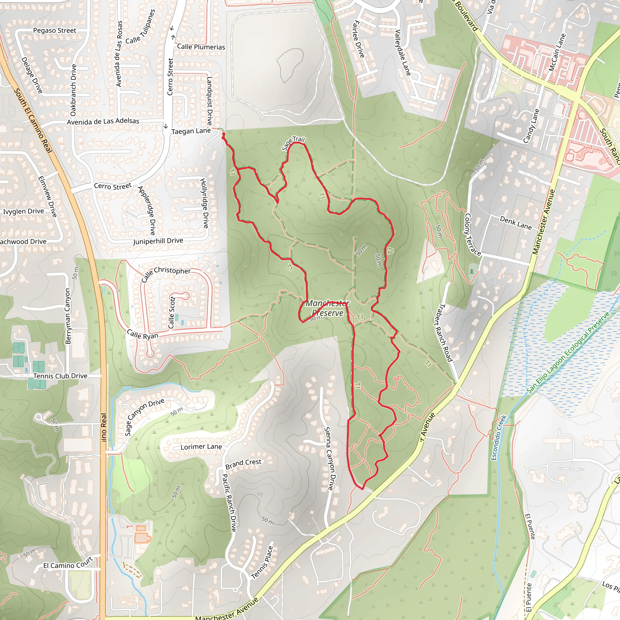 Sage Trail and Manchester Canyon Loop mobile static map