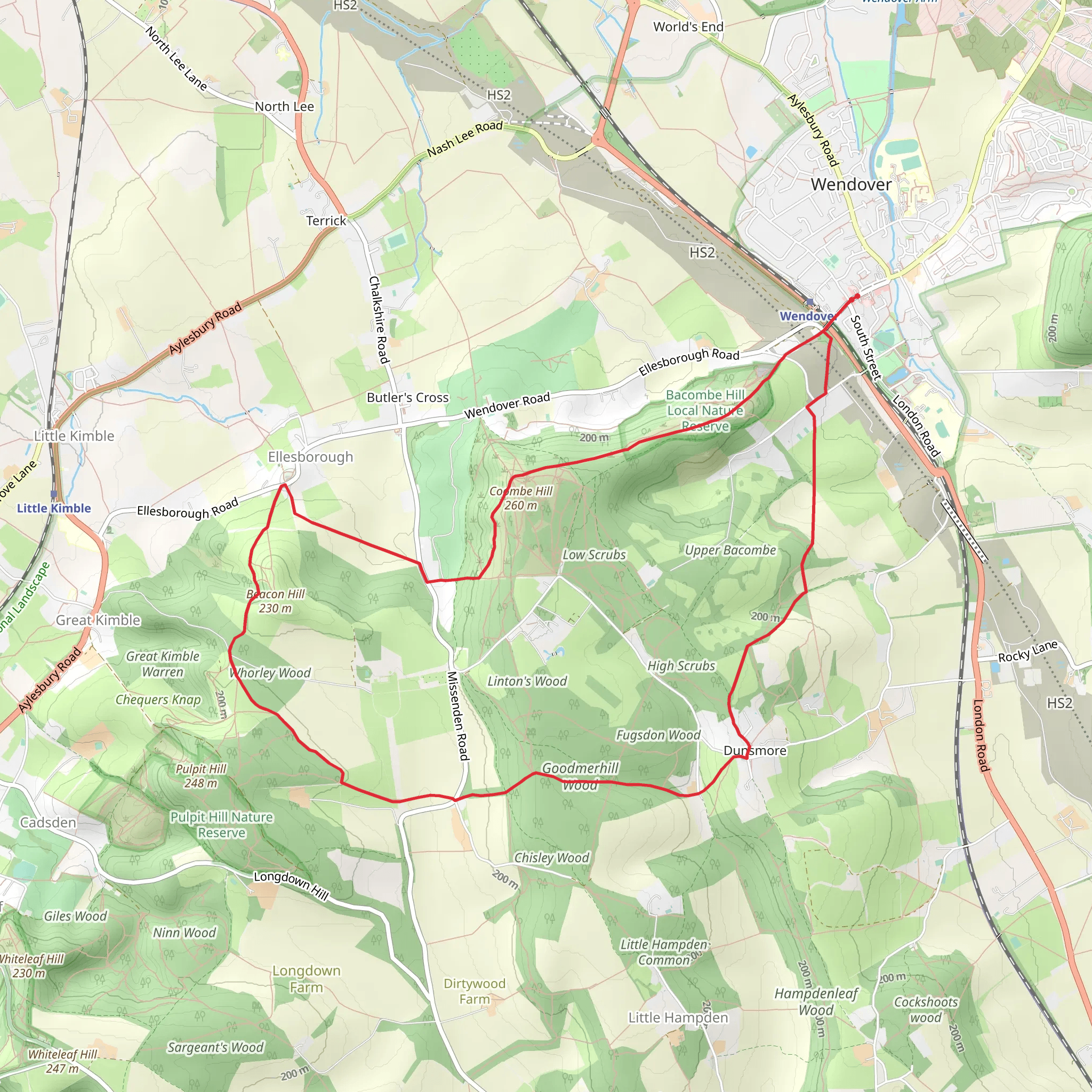 Chequers and Coombe Hill from Wendover mobile static map