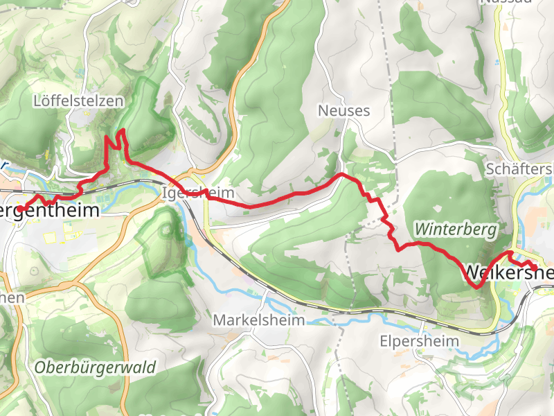 Weikersheim to Bad Mergentheim via Gebiets Wanderweg