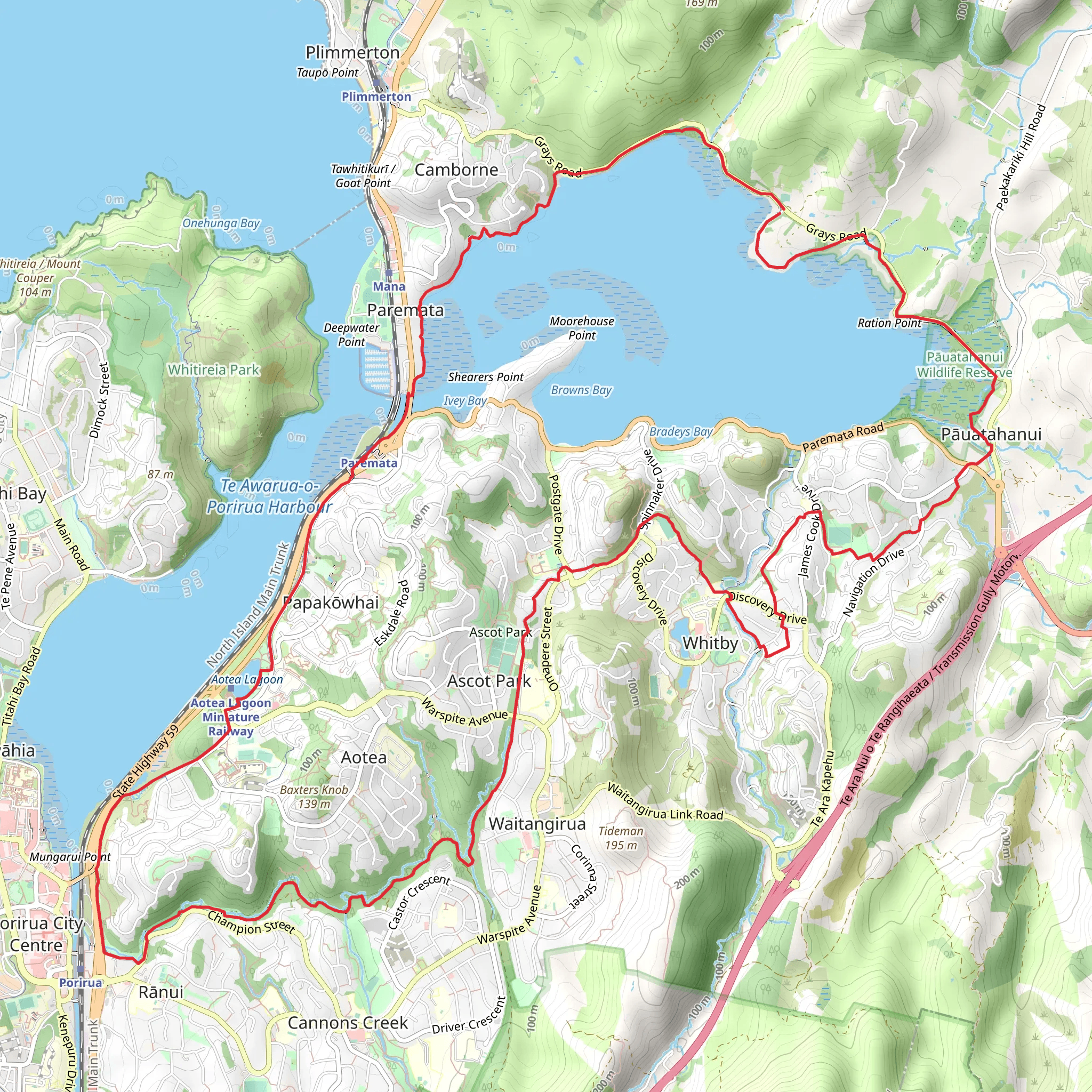 Paremata to Mana Loop mobile static map