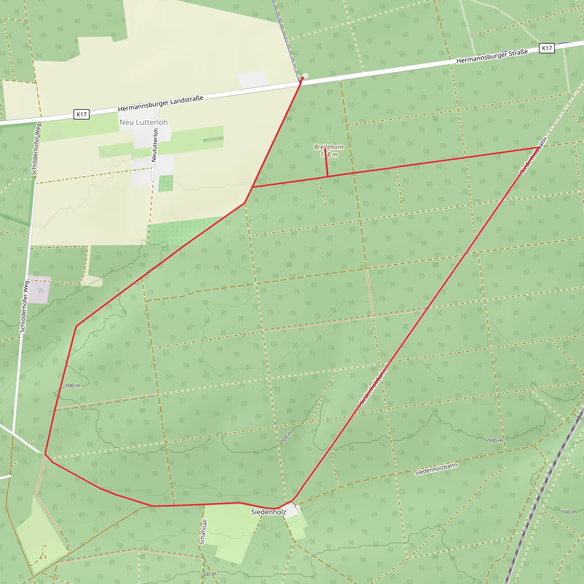 Breitehorn via Siedenholzbahn mobile static map