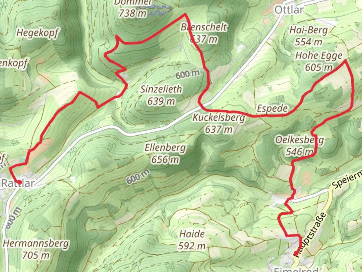 An image depicting the trail Rattlar to Eimelrod Walk and its surrounding area.
