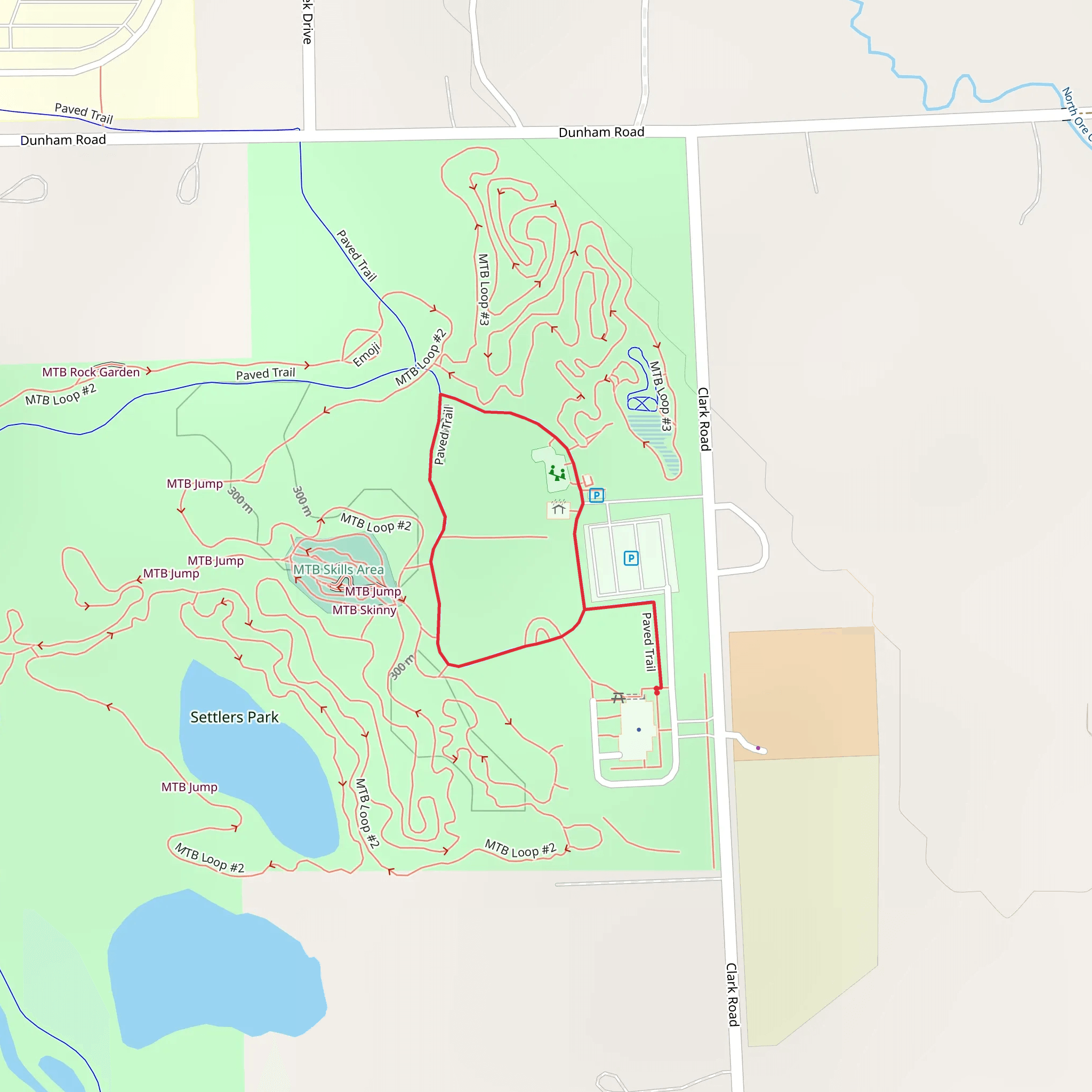 Settlers Park Paved Path Loop mobile static map