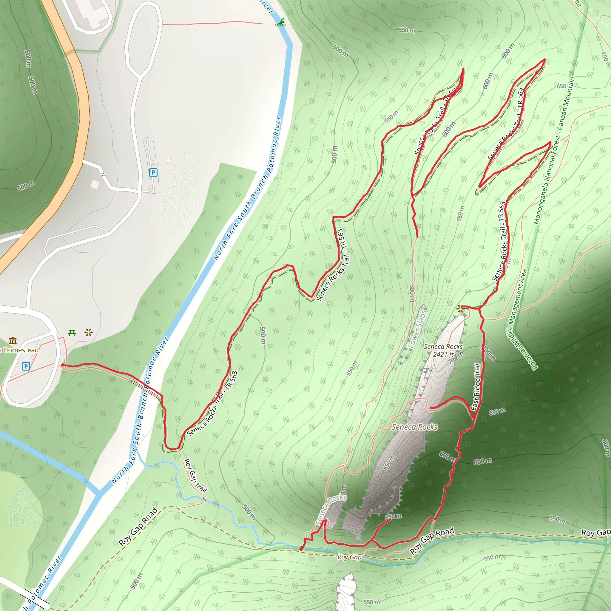 Seneca Rocks Trail mobile static map