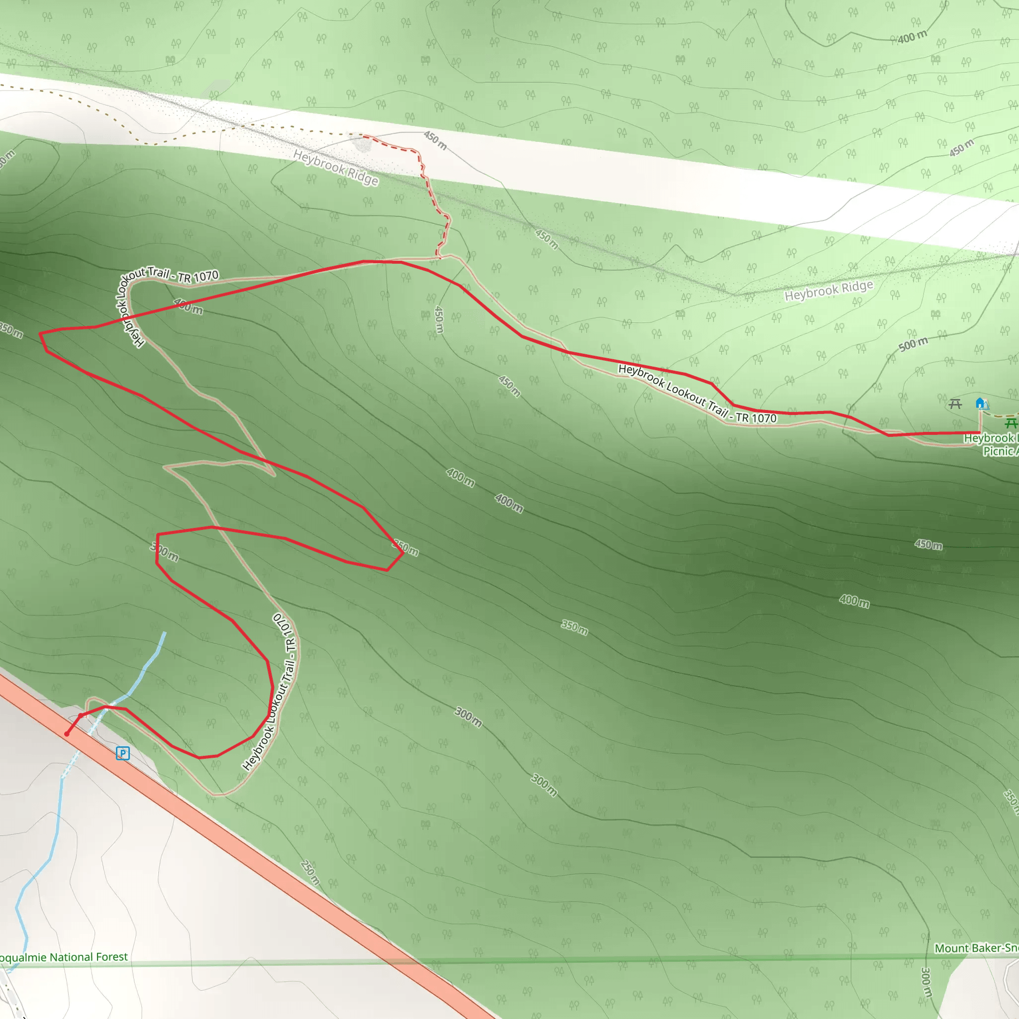 Heybrook Lookout Trail mobile static map