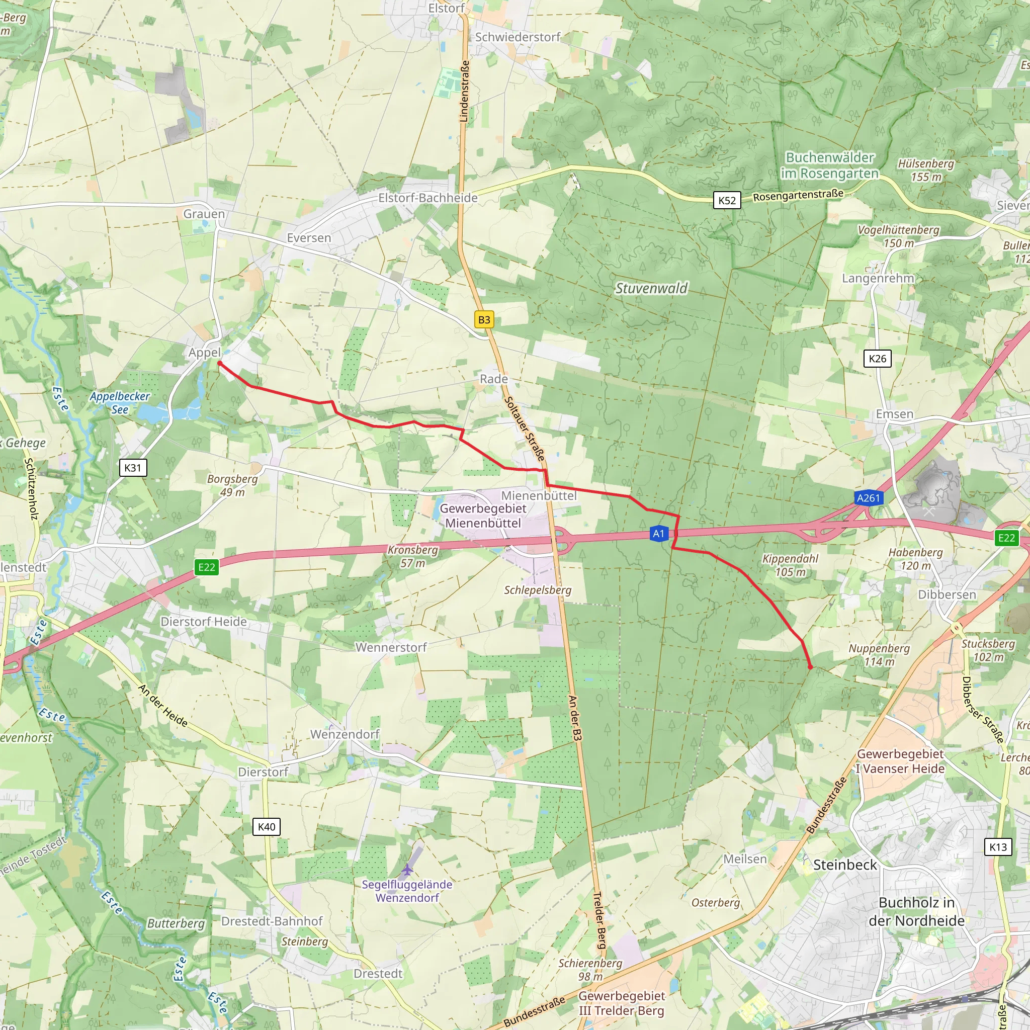 Wander Verbindung Buchholz Appel mobile static map