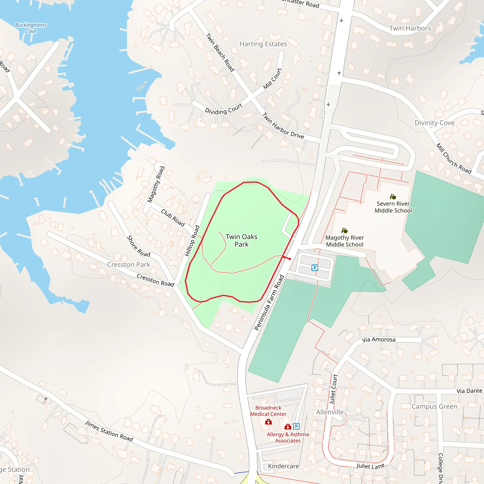 Twin Oaks Park Loop mobile static map