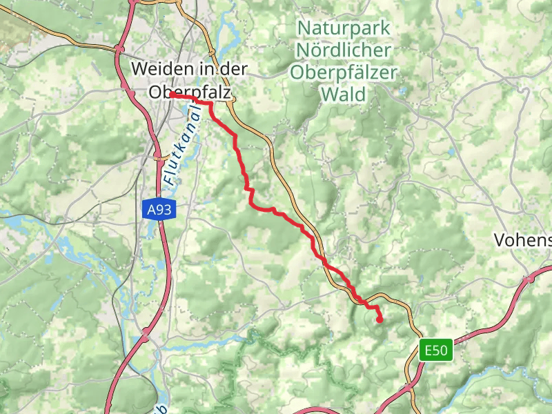 Weiden to Gasthof Lindenhof via Ignaz-Muehlhofer Weg