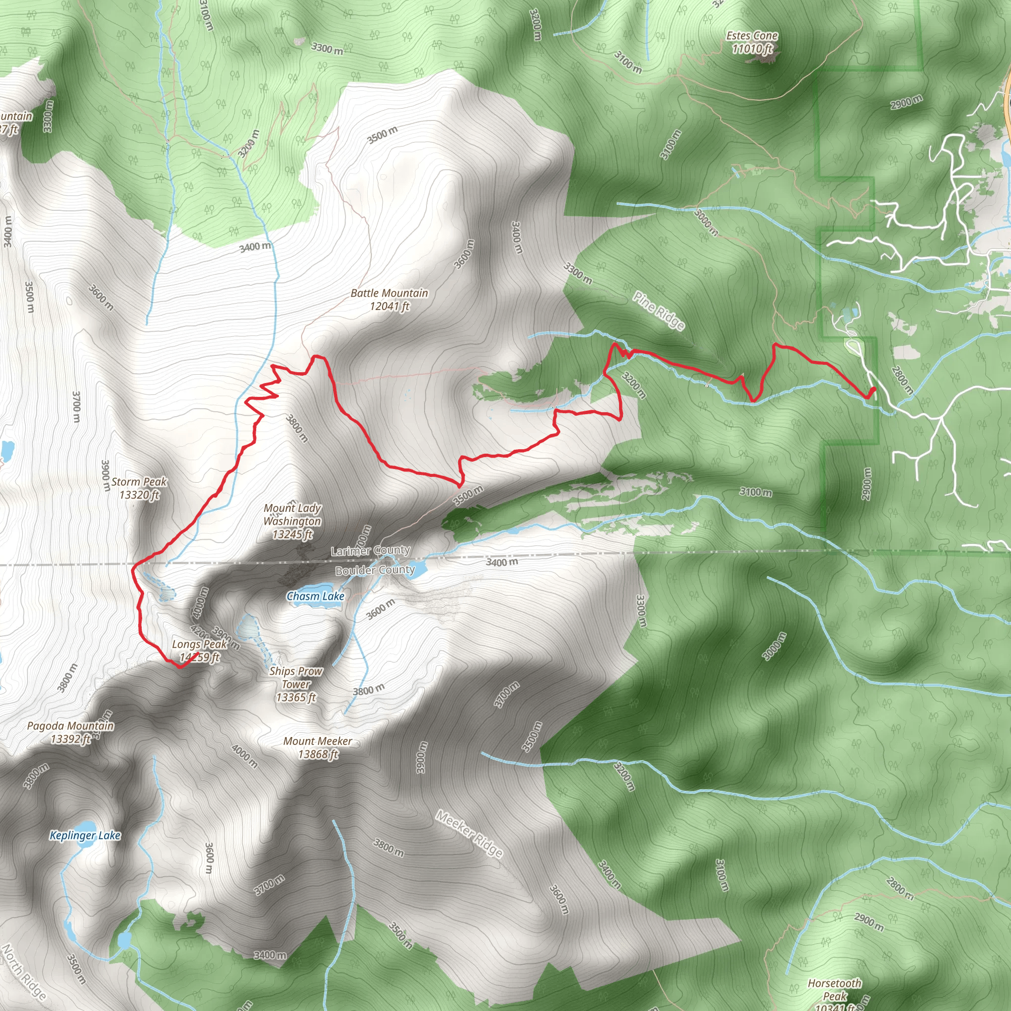 Longs Peak Trail mobile static map