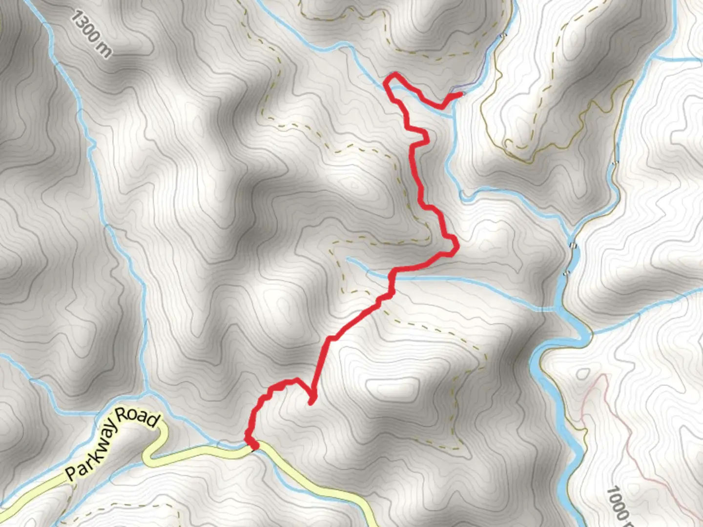 An image depicting the trail Courthouse Falls via Summey Cove Trail and its surrounding area.