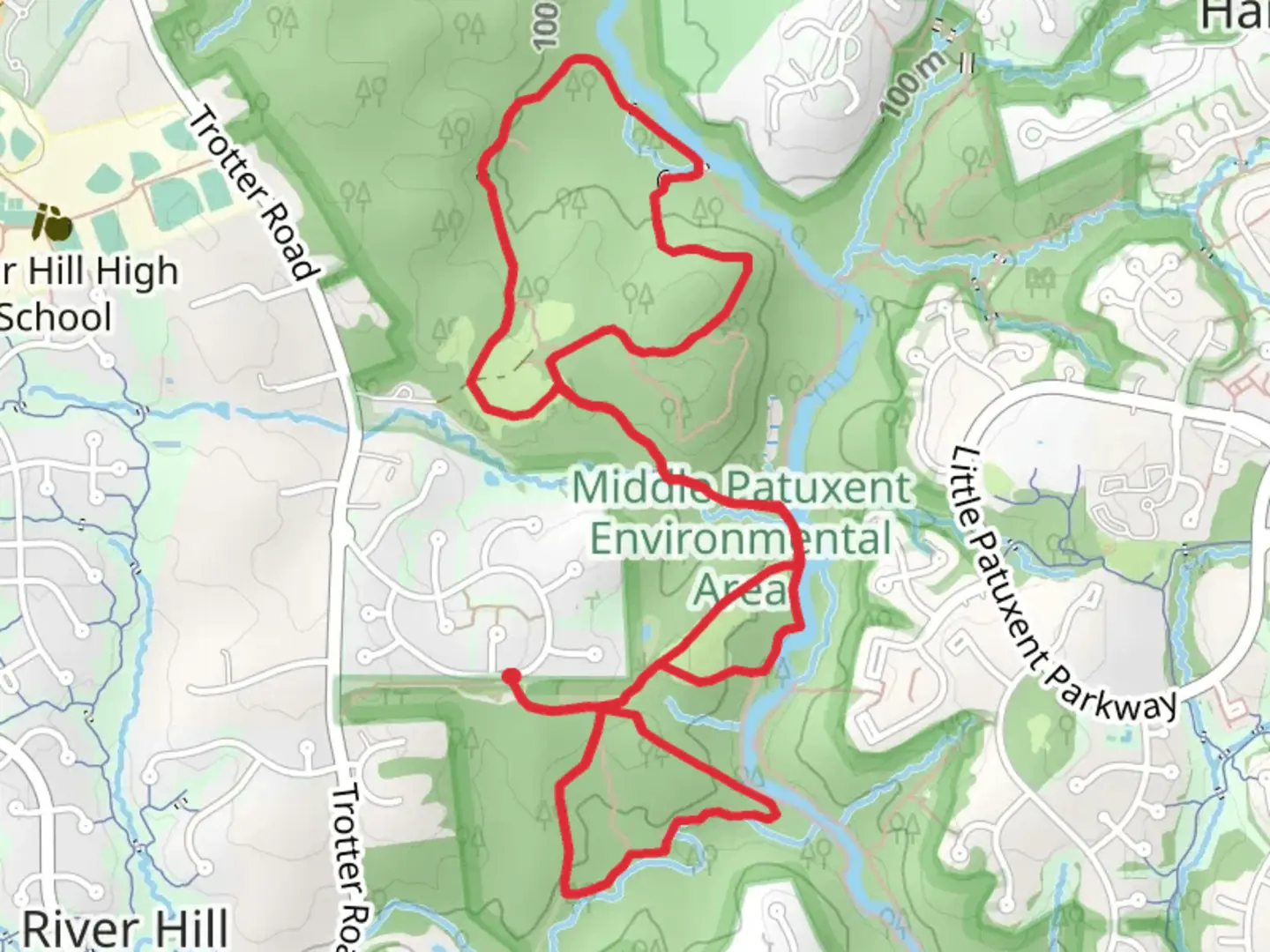 An image depicting the trail Wildlife Loop Trail and South Wind Trail Loop and its surrounding area.