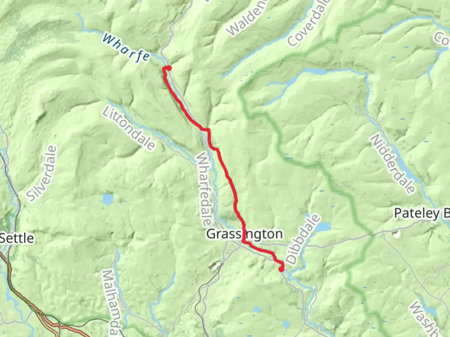 An image depicting the trail Burnsall to Buckden via River Wharfe and its surrounding area.