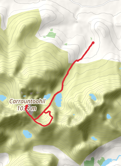 Carrauntoohill via the Devils Ladder and descent via the Zig Zags mobile static map