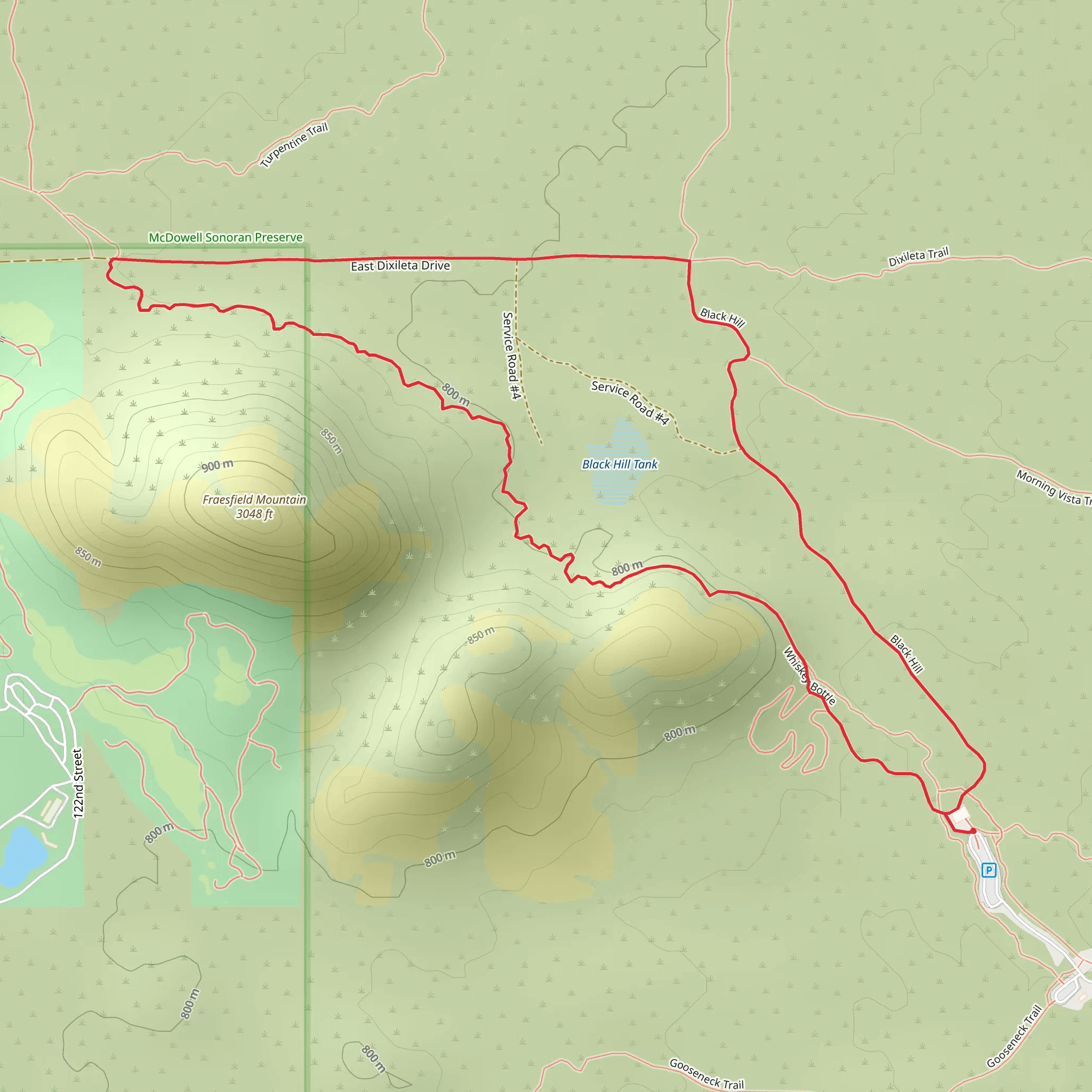 Whiskey Bottle and Black Hill Loop mobile static map