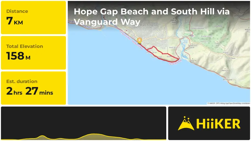 | Hope Gap Beach and South Hill via Vanguard Way