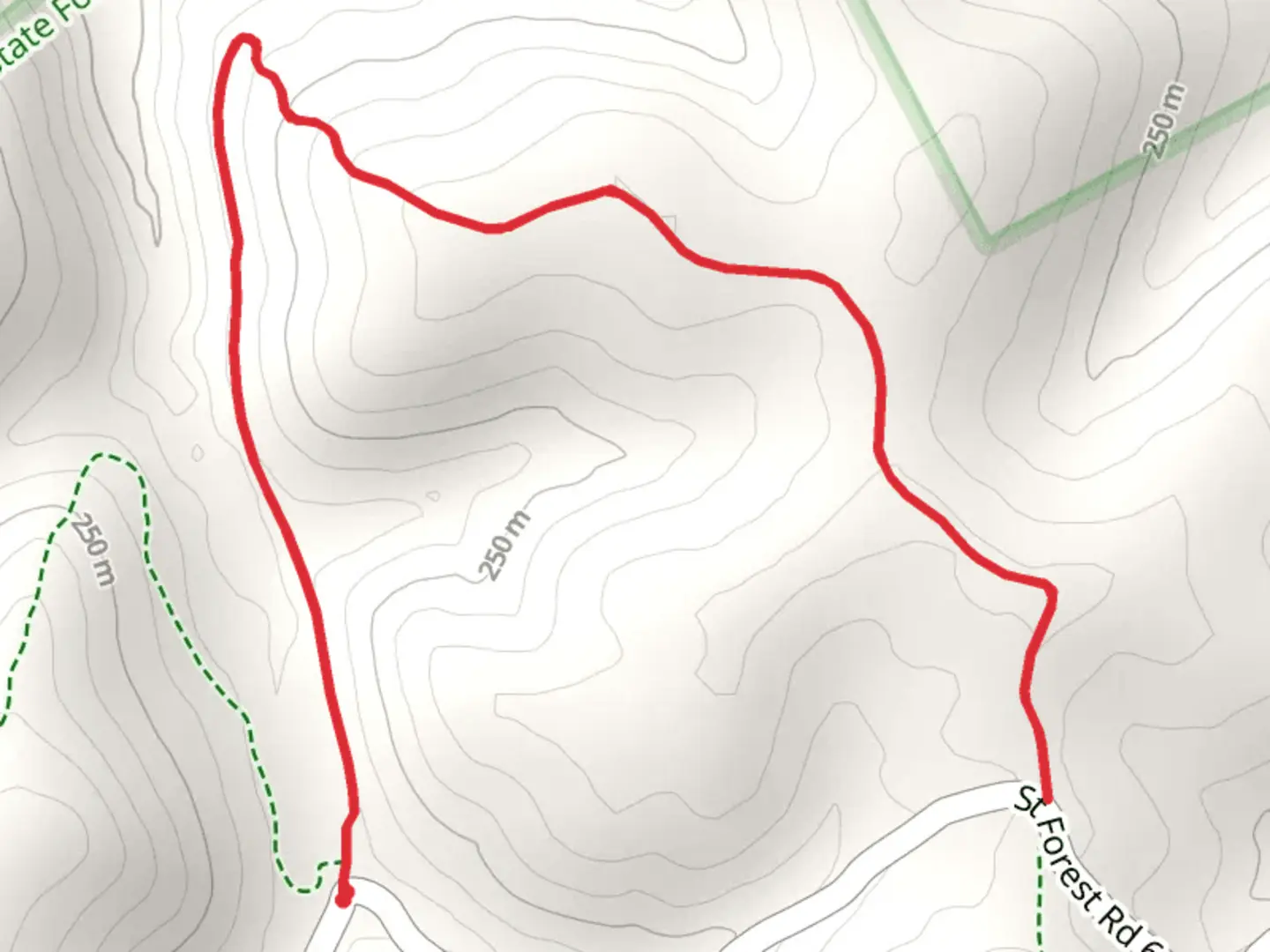 An image depicting the trail Snake Hollow Out and Back and its surrounding area.