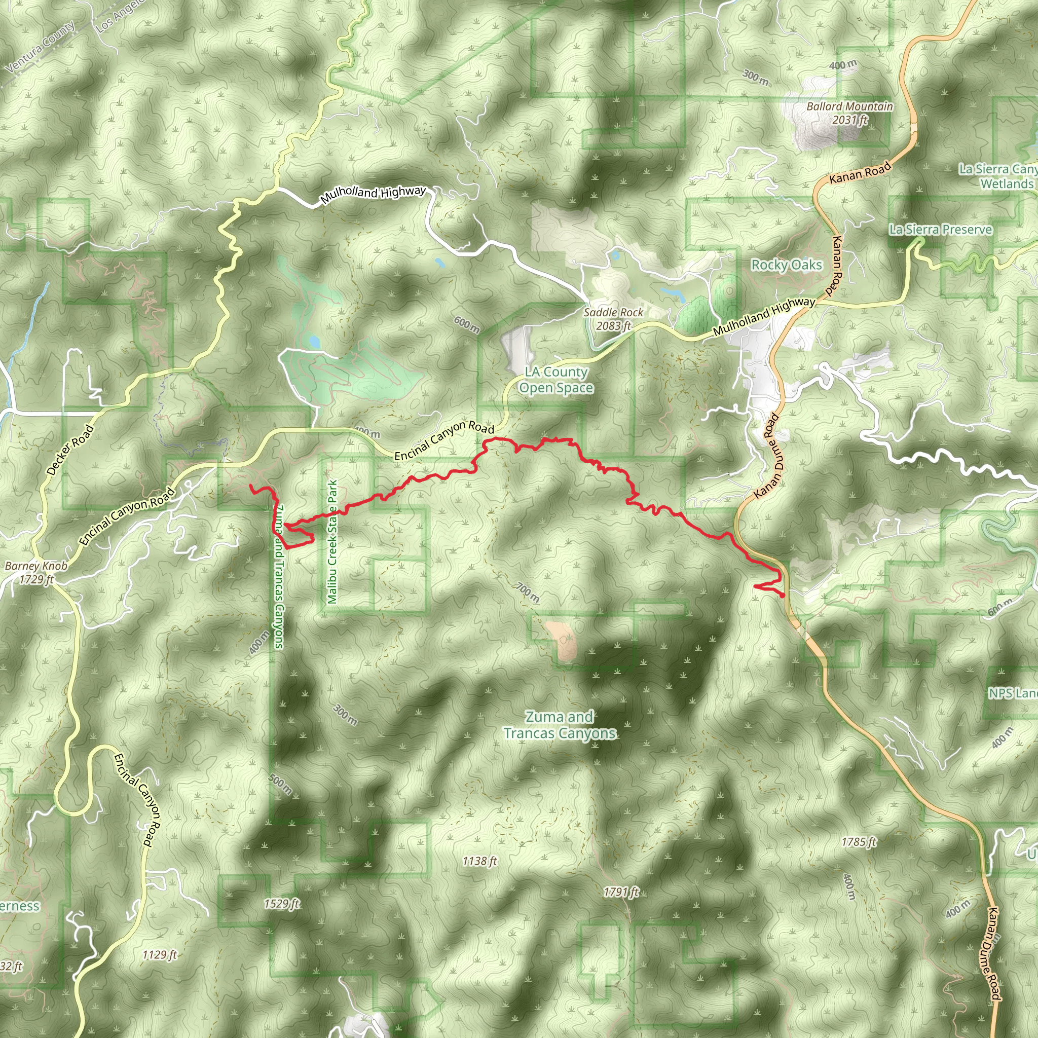 Backbone Trail - Zuma Canyon mobile static map
