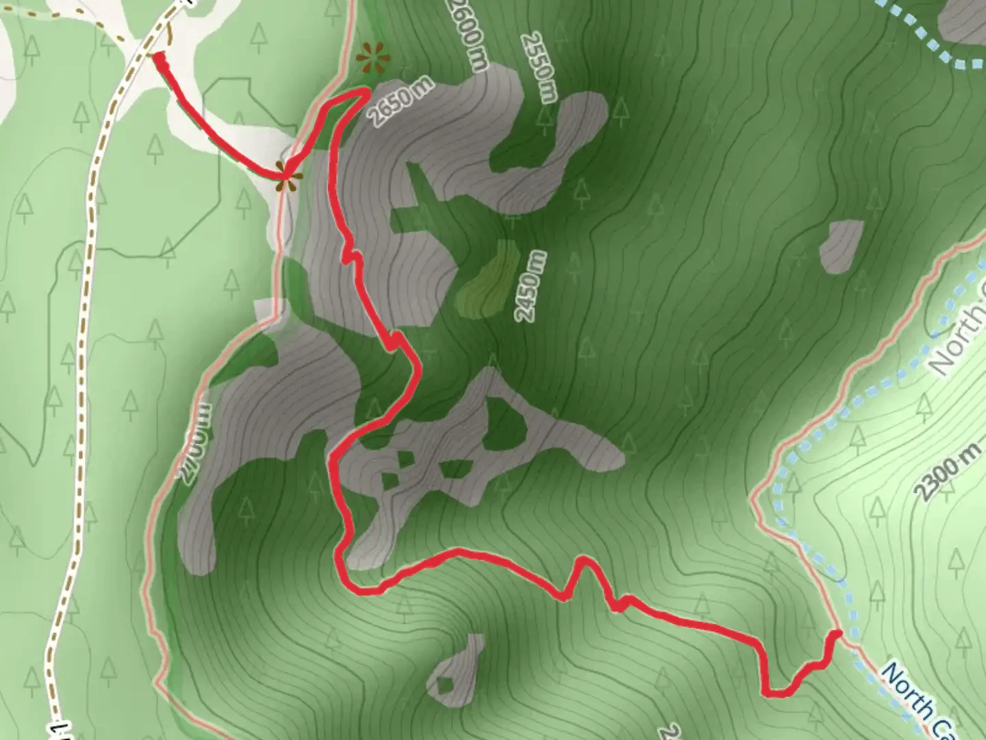 An image depicting the trail East Rim Trail and its surrounding area.