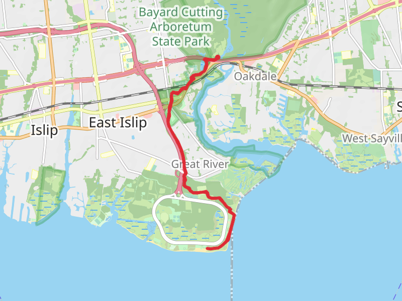 Long Island Greenbelt Trail from Lower Pond - Montauk Highway