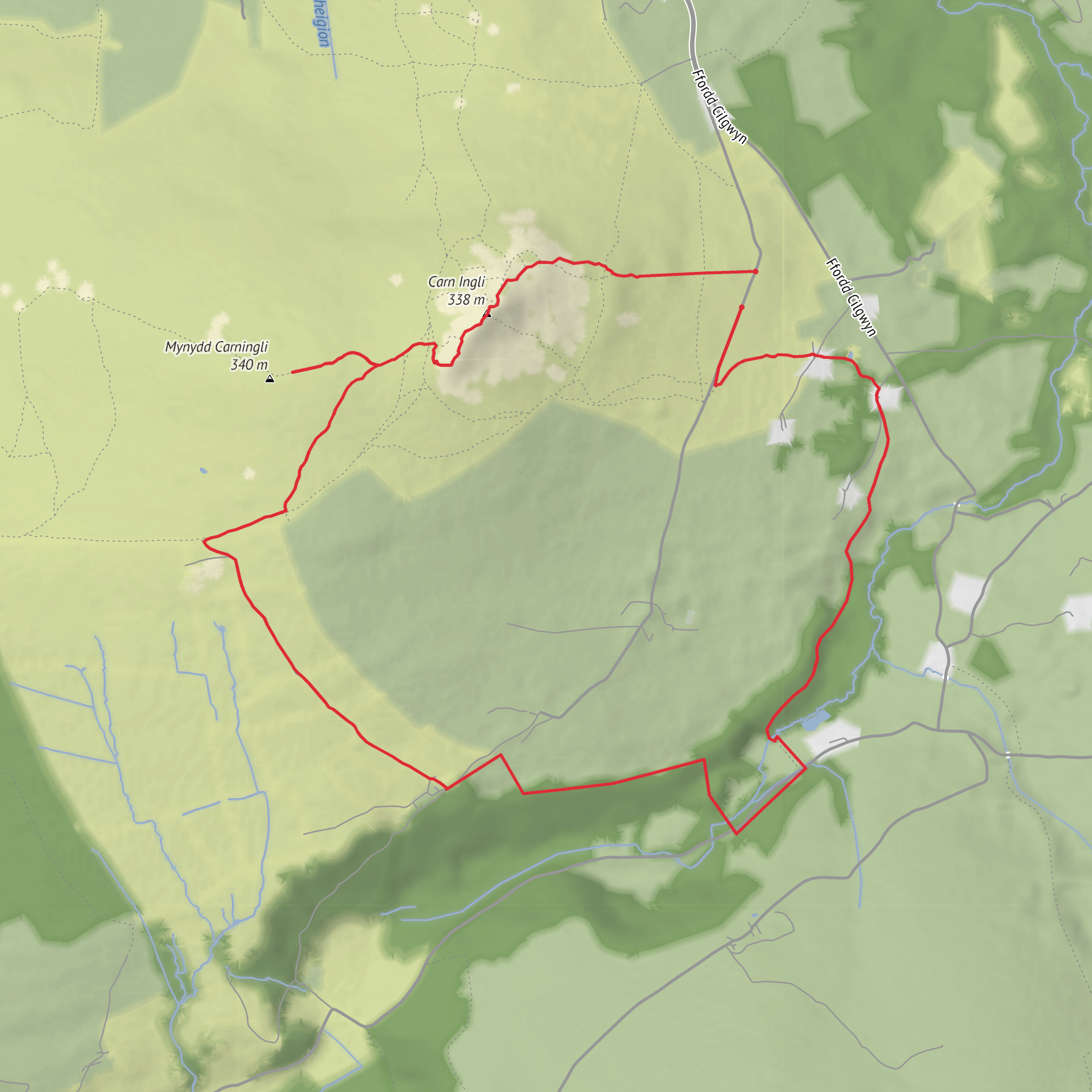 Mynydd Carningly Circuit mobile static map
