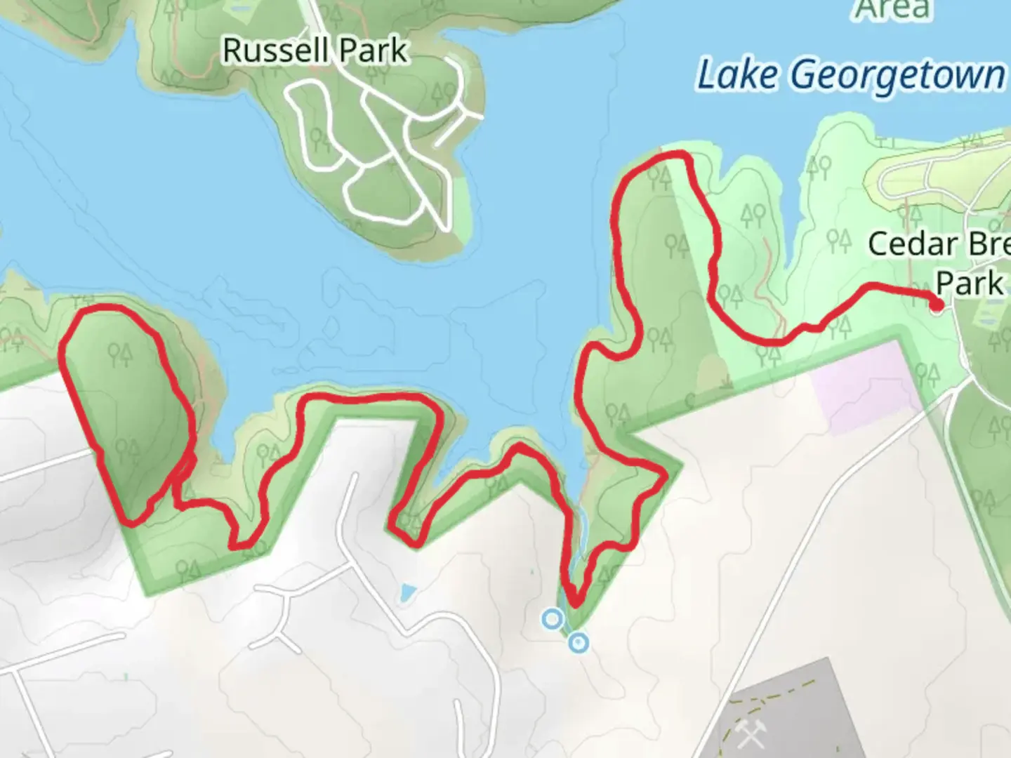 An image depicting the trail Good Water Trail Out and Back and its surrounding area.