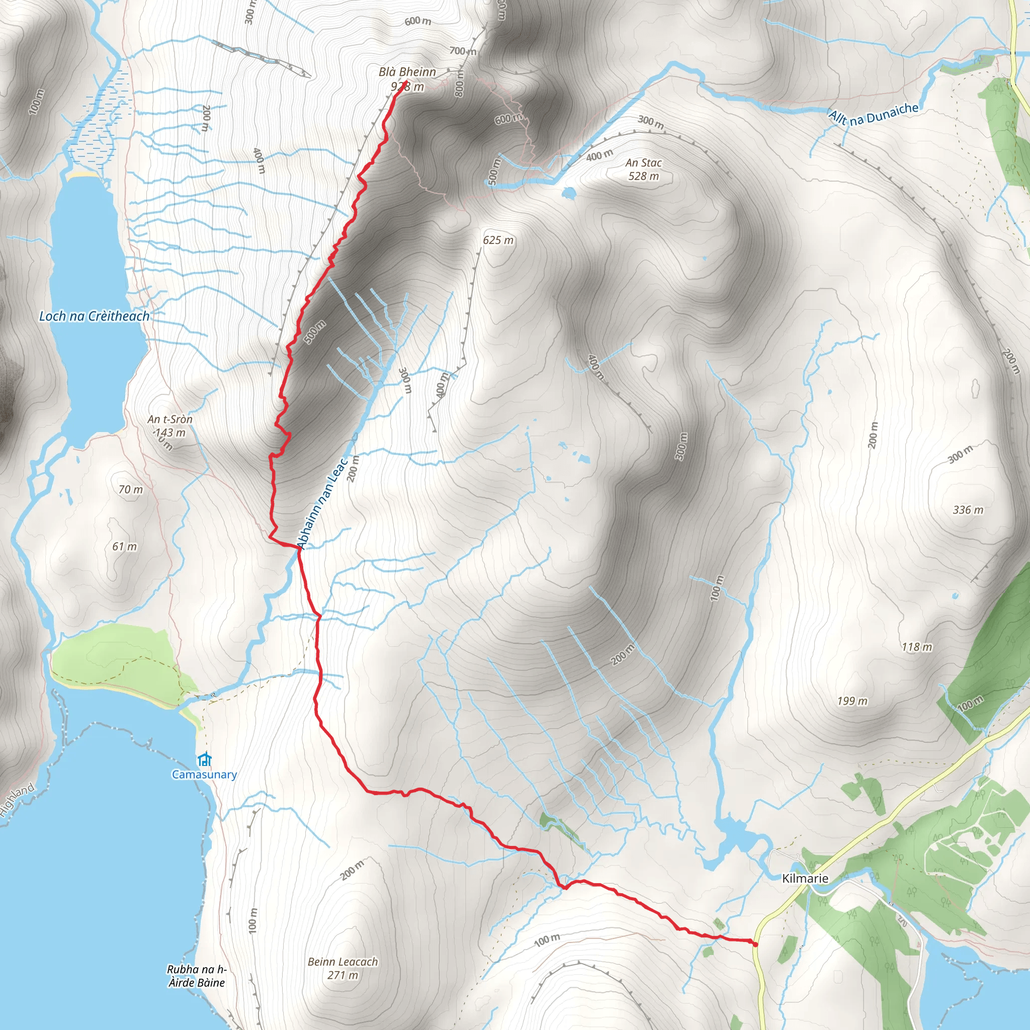 Blà Bheinn South Ridge from Robostan mobile static map