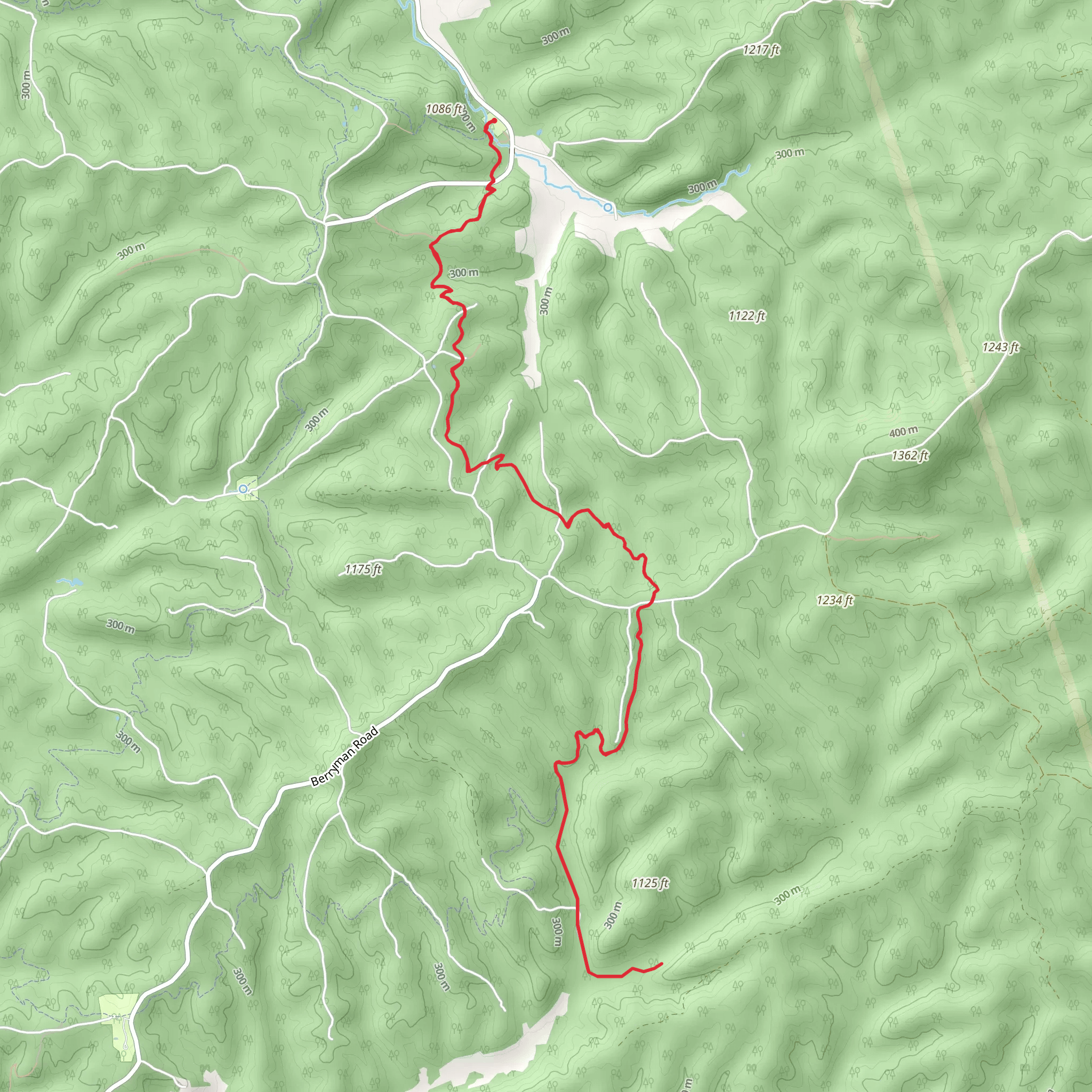 Brazil Creek Campground via Berryman Trail mobile static map