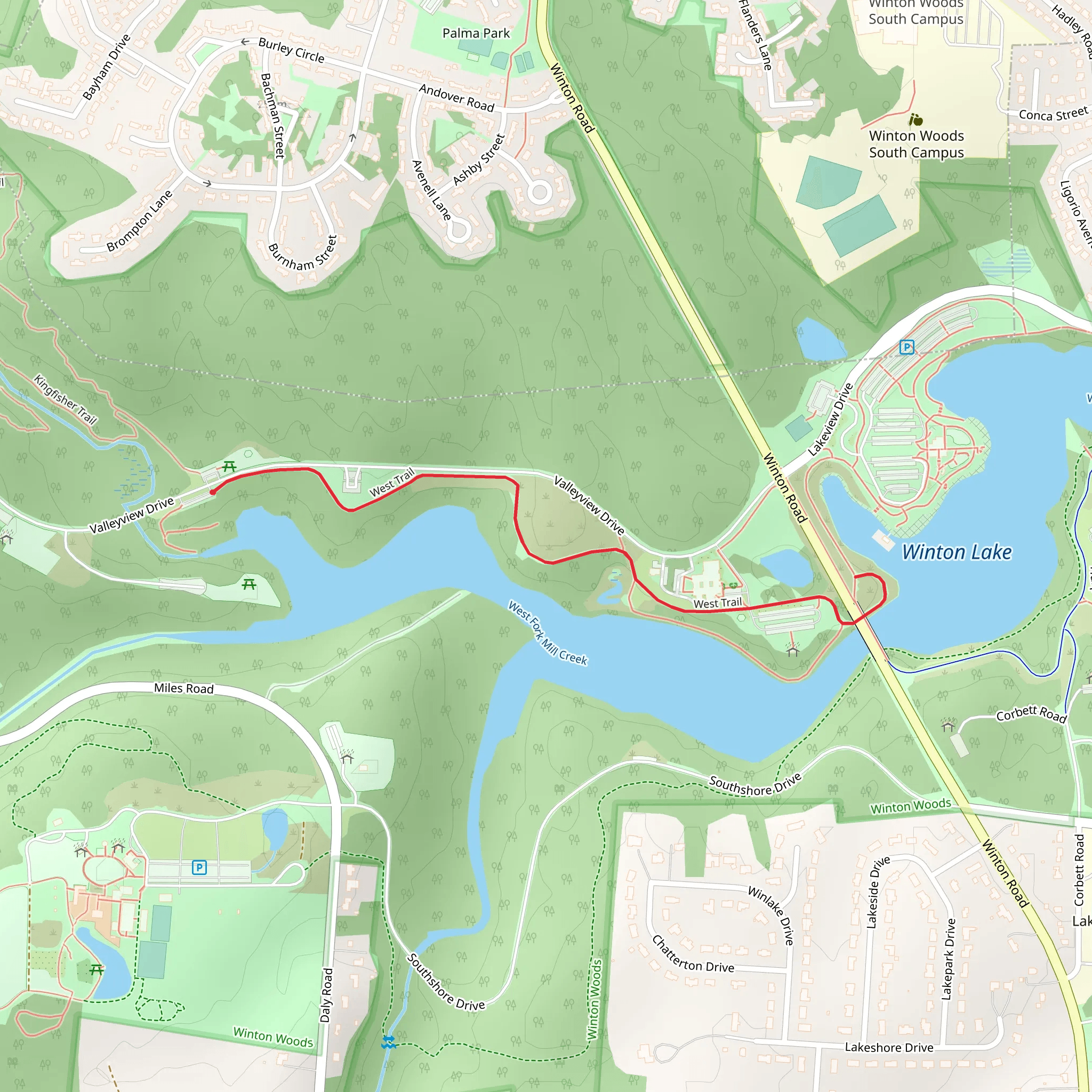 West Trail Out and Back mobile static map