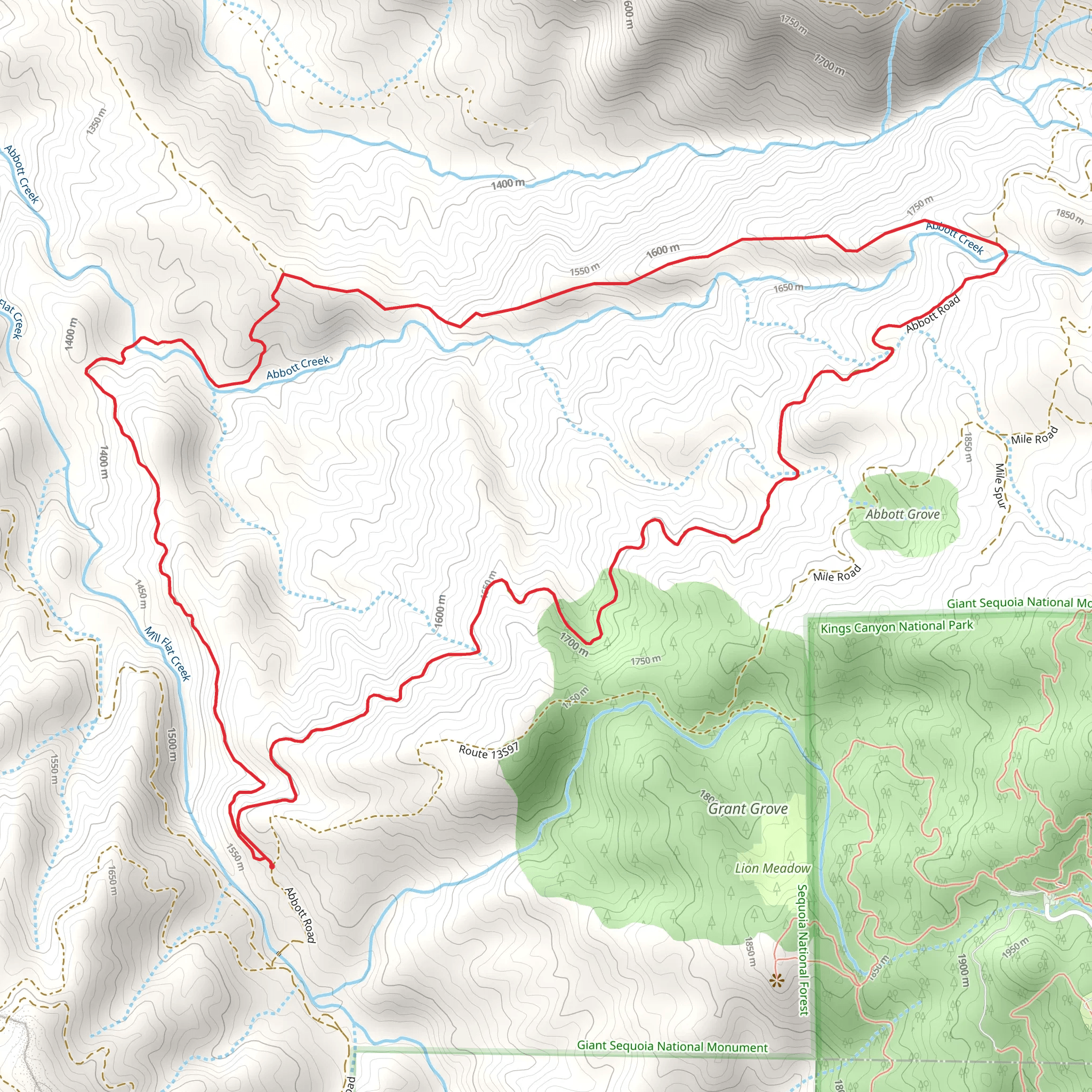 Abbott Creek Loop mobile static map