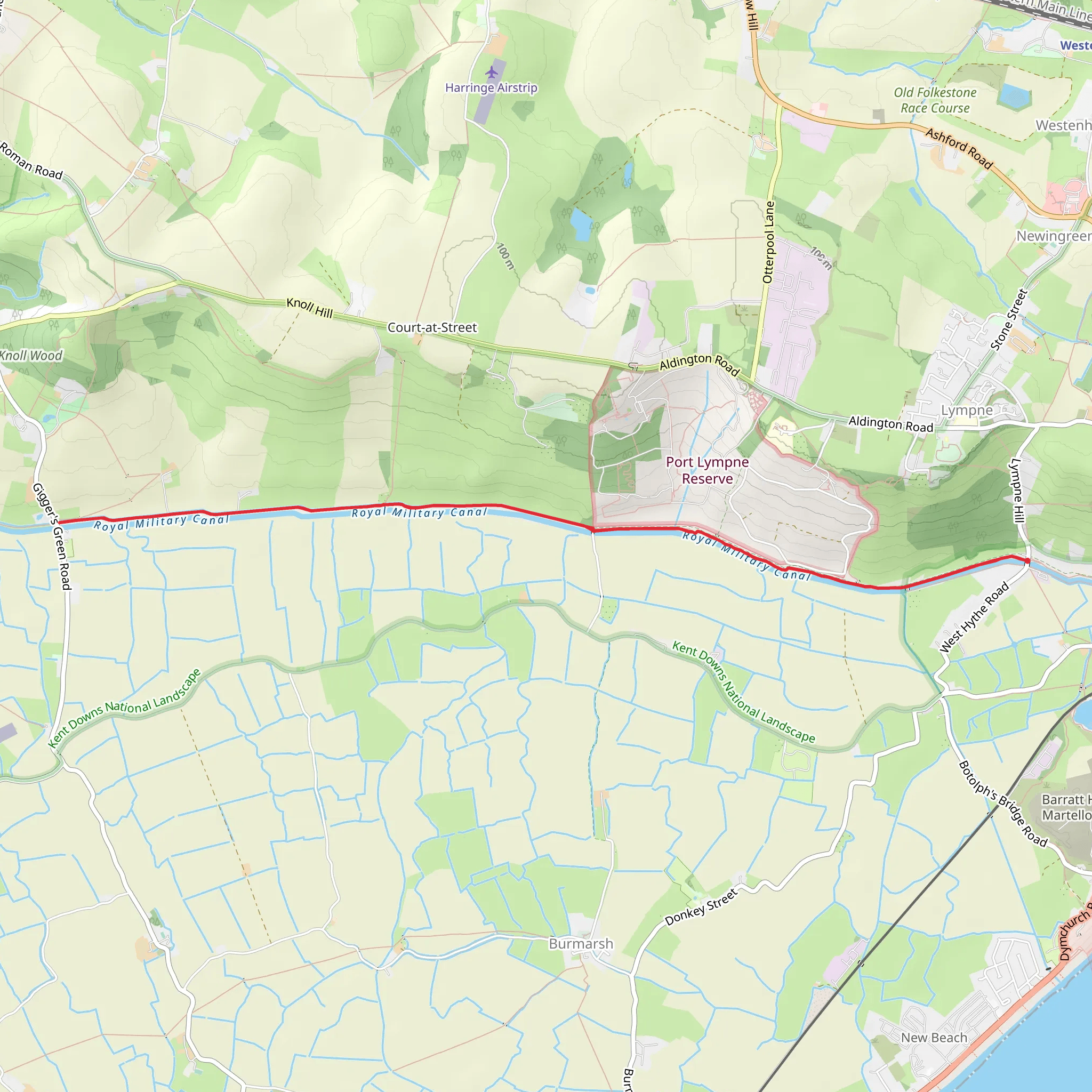Royal Military Canal Walk - Lympne mobile static map