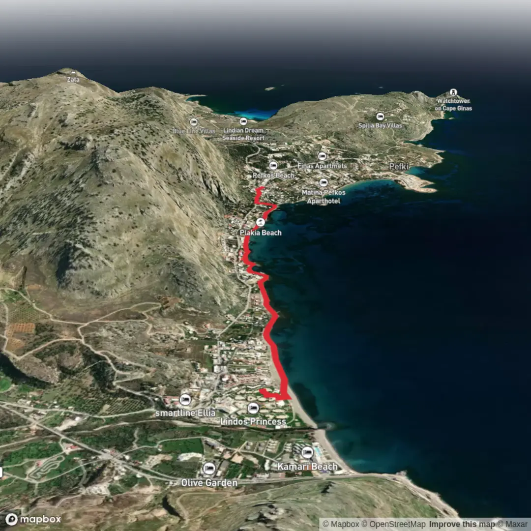 An image depicting the trail Route to pin and its surrounding area.