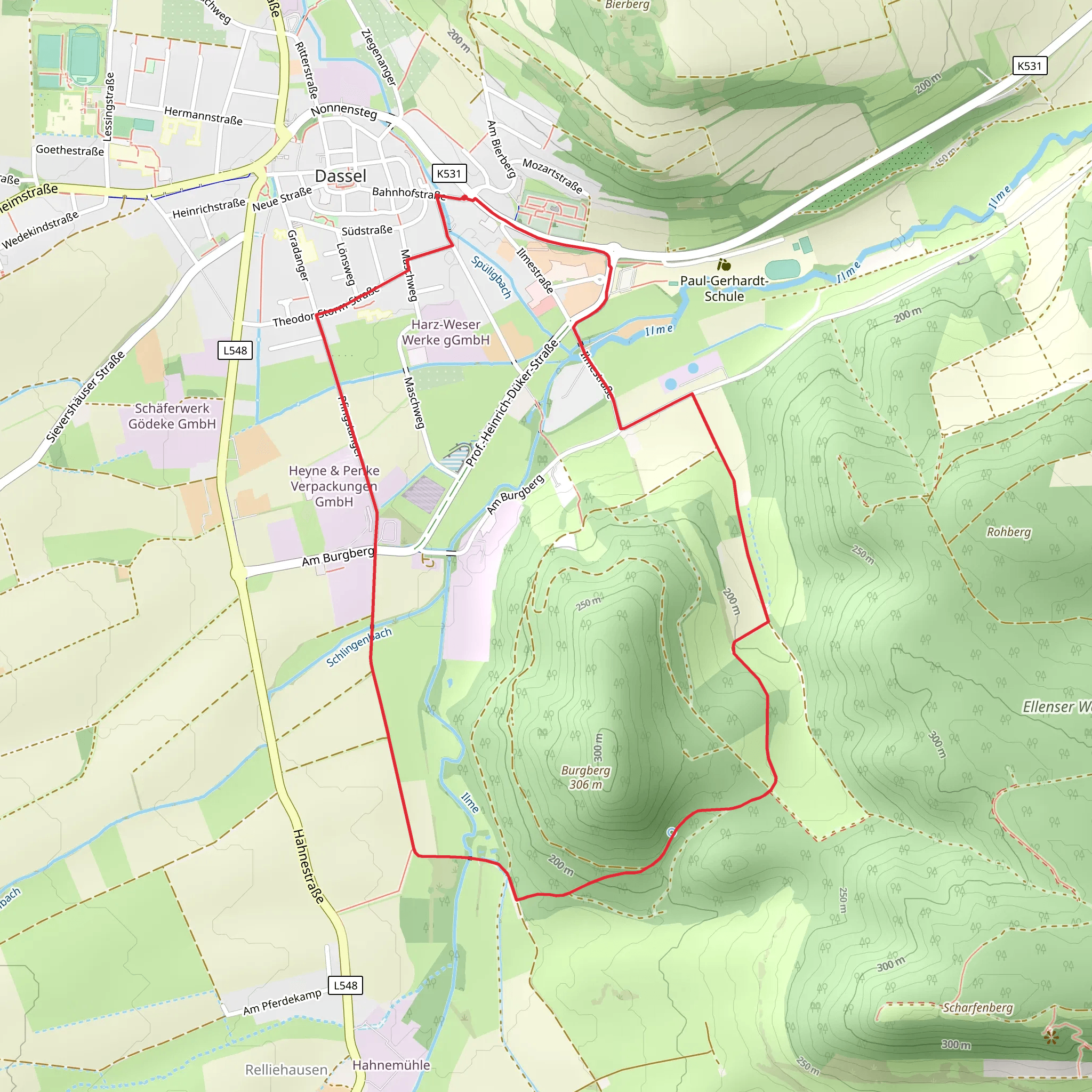 Burgberg Loop via Dassel mobile static map