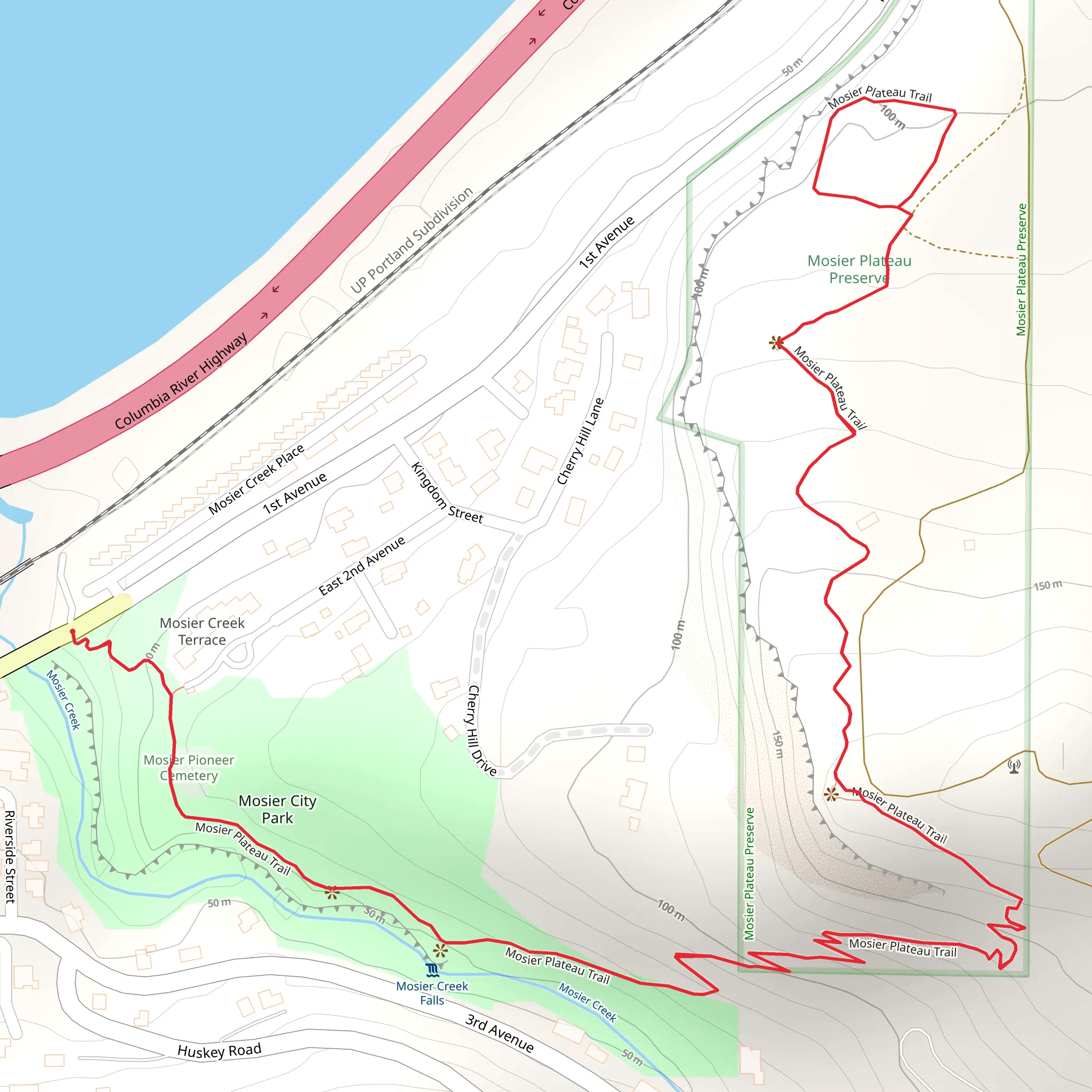 Mosier Plateau Trail mobile static map
