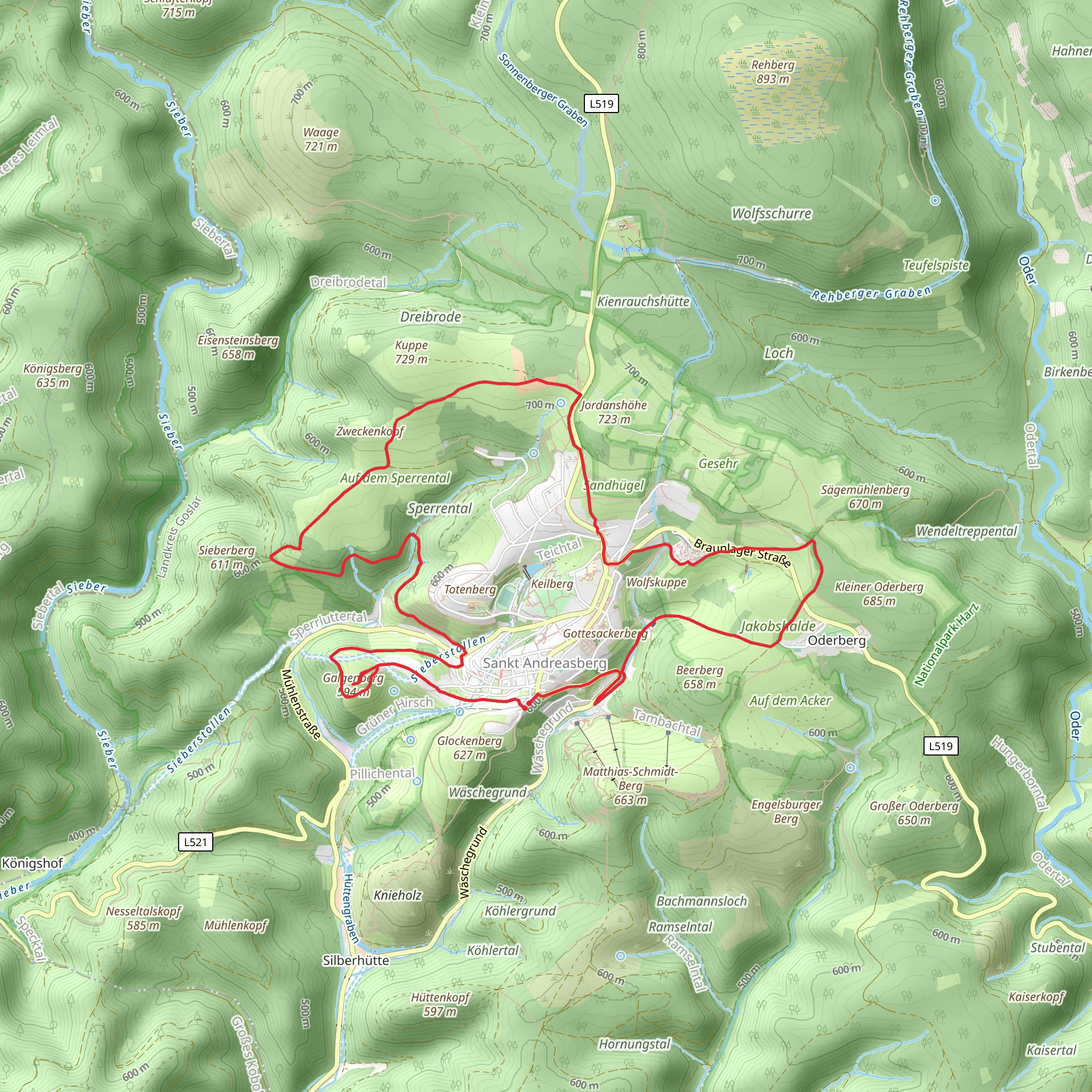 Galgenberg via Fritz Schlamelcher Weg and Gerenner Weg mobile static map