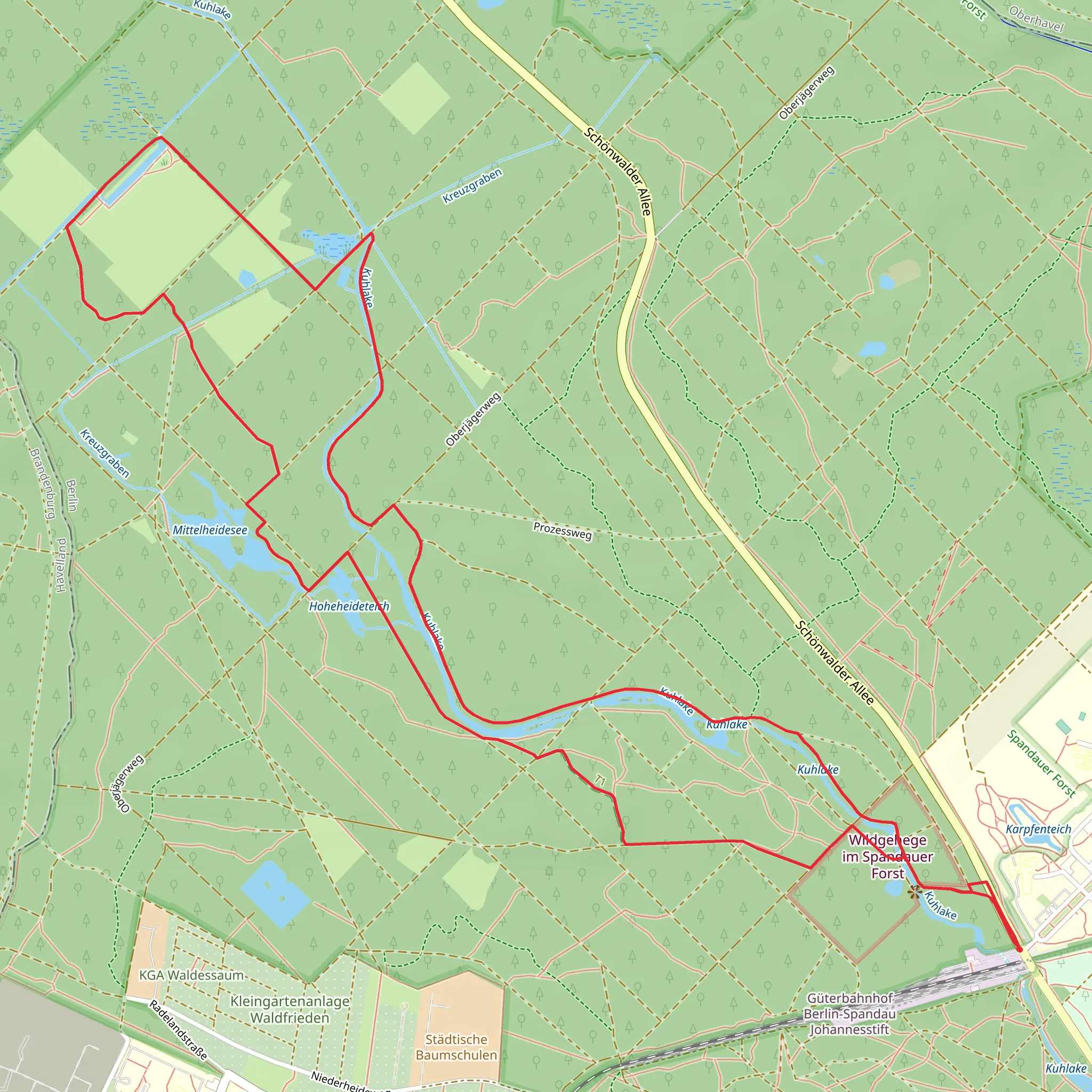 Kreuzgraben and Kuhlake Loop mobile static map