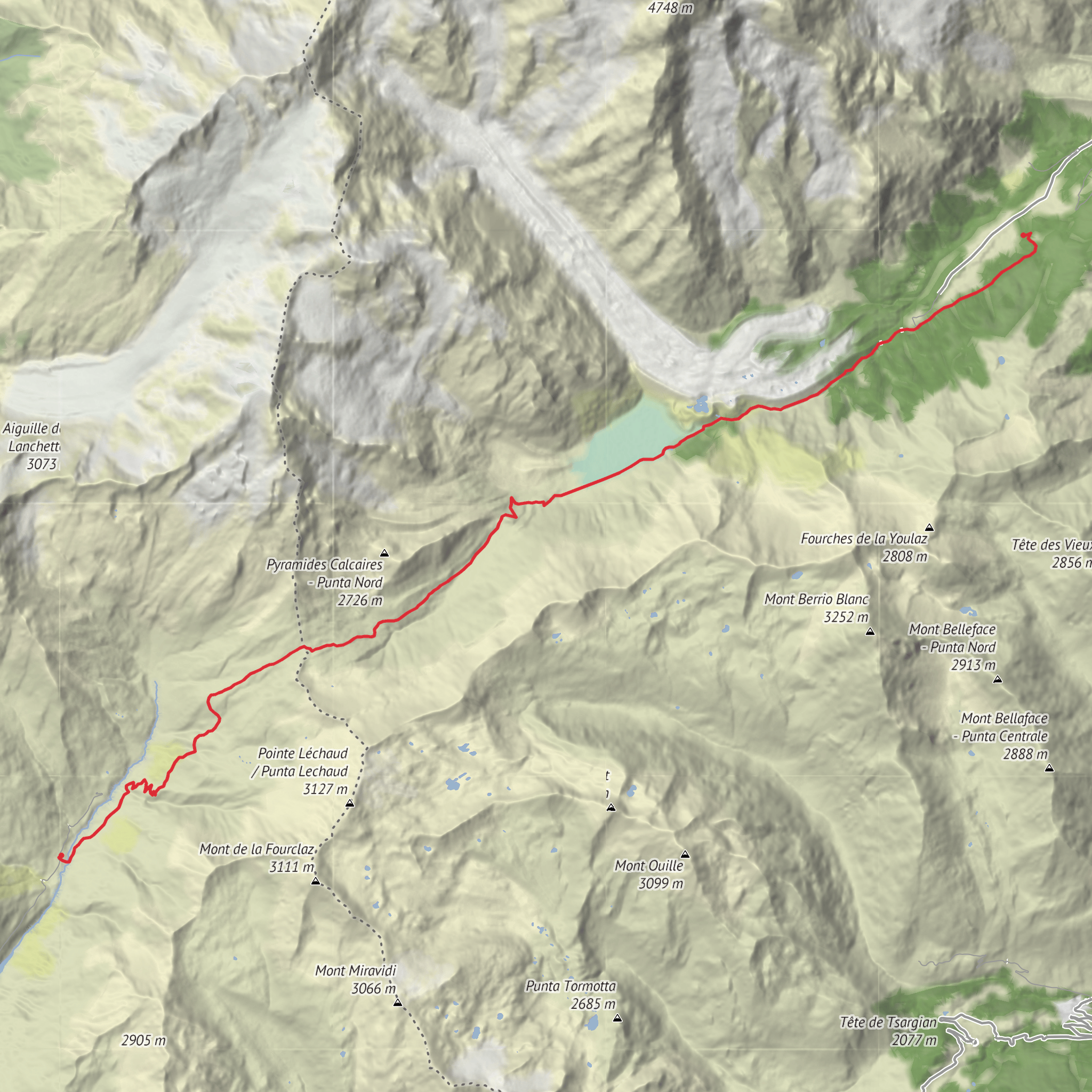 Ville des Glaciers to Courmayeur mobile static map