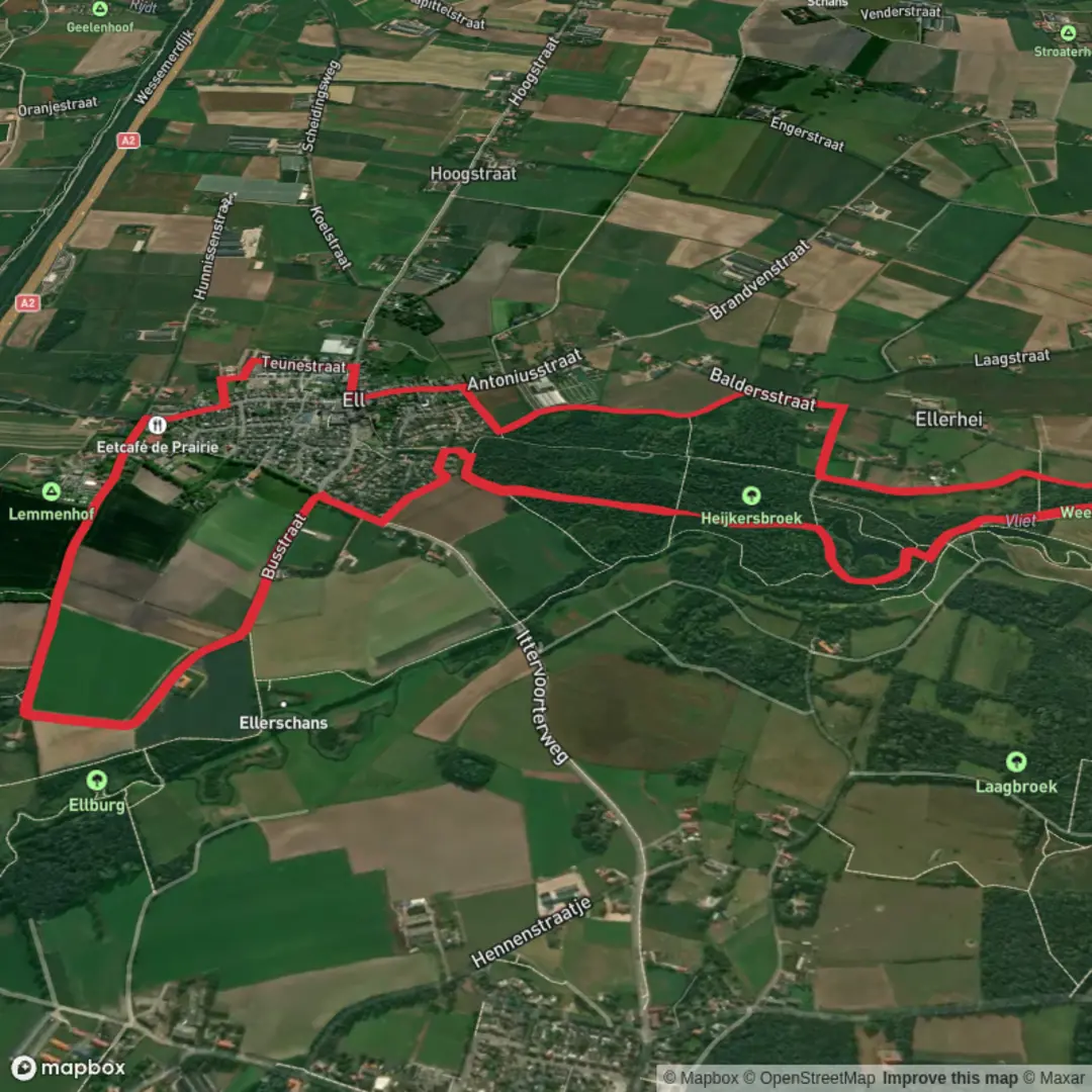 An image depicting the trail Weeren Broek and Heijkersbroek Loop and its surrounding area.