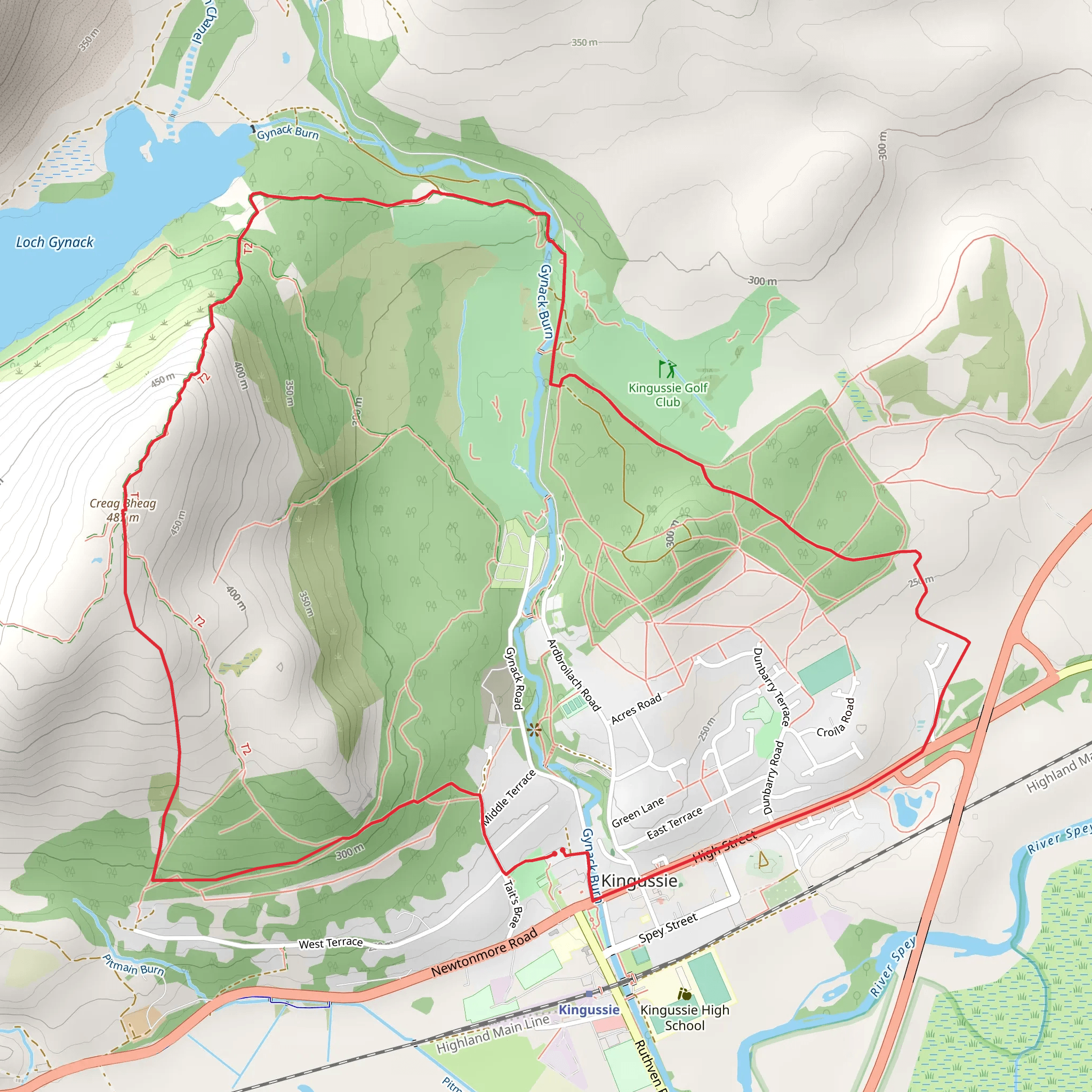 Creag Bheag Loop from Kingussie mobile static map