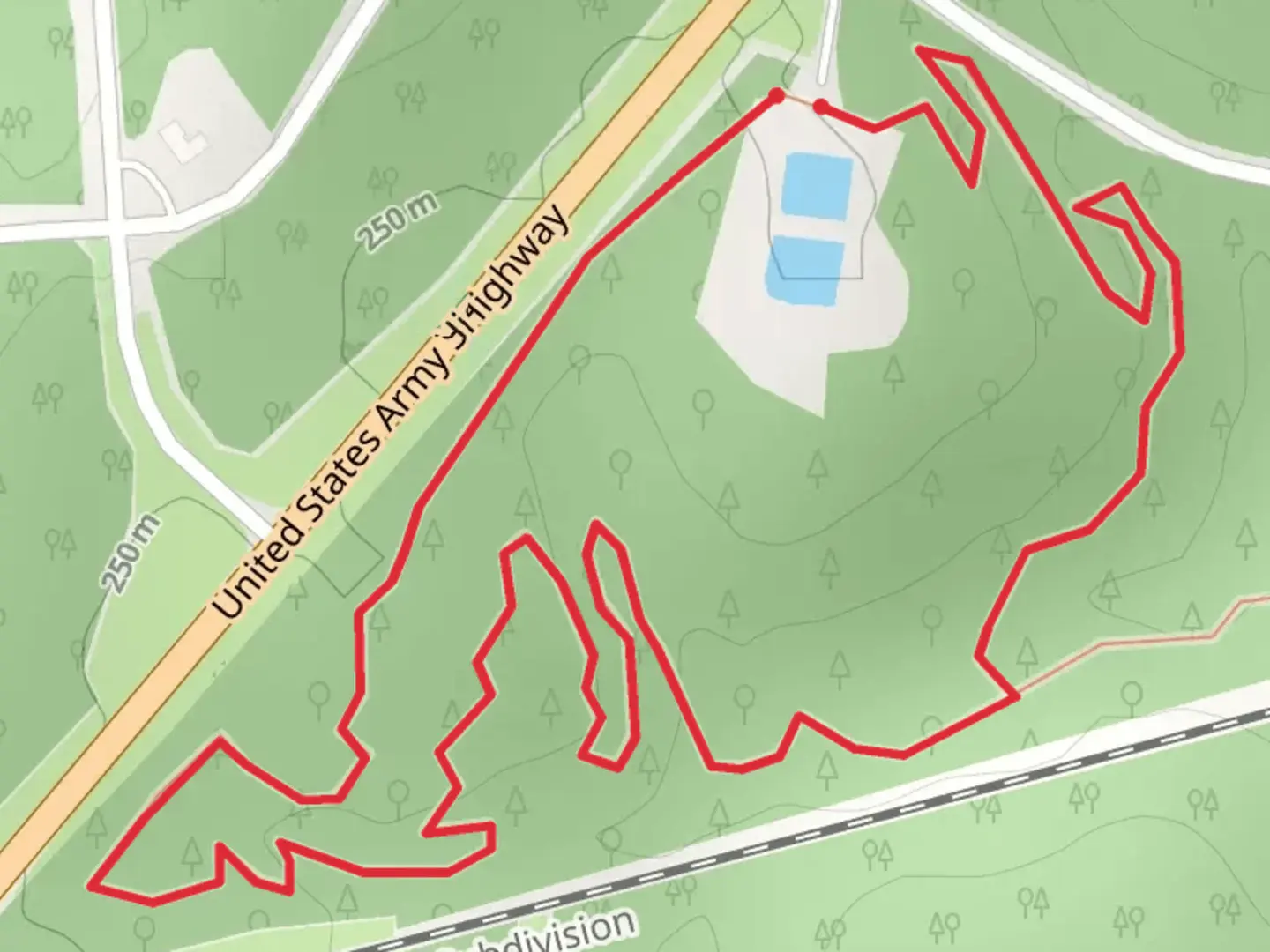 An image depicting the trail Keystone State Park Walking Path Loop and its surrounding area.