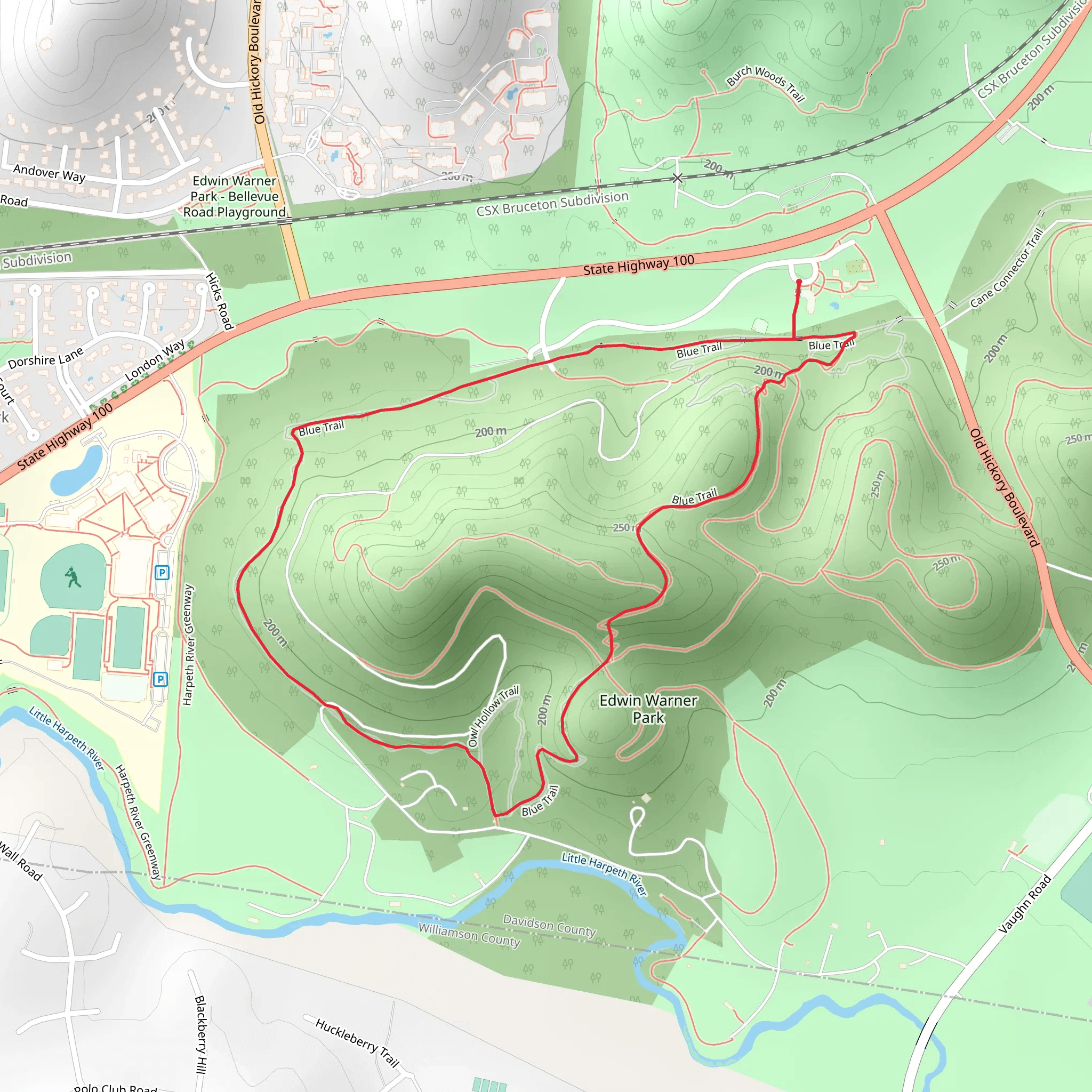 Blue Trail Loop - Edwin Warner Park mobile static map