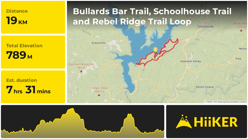 Bullards Bar Trail, Schoolhouse Trail and Rebel Ridge Trail Loop | Yub