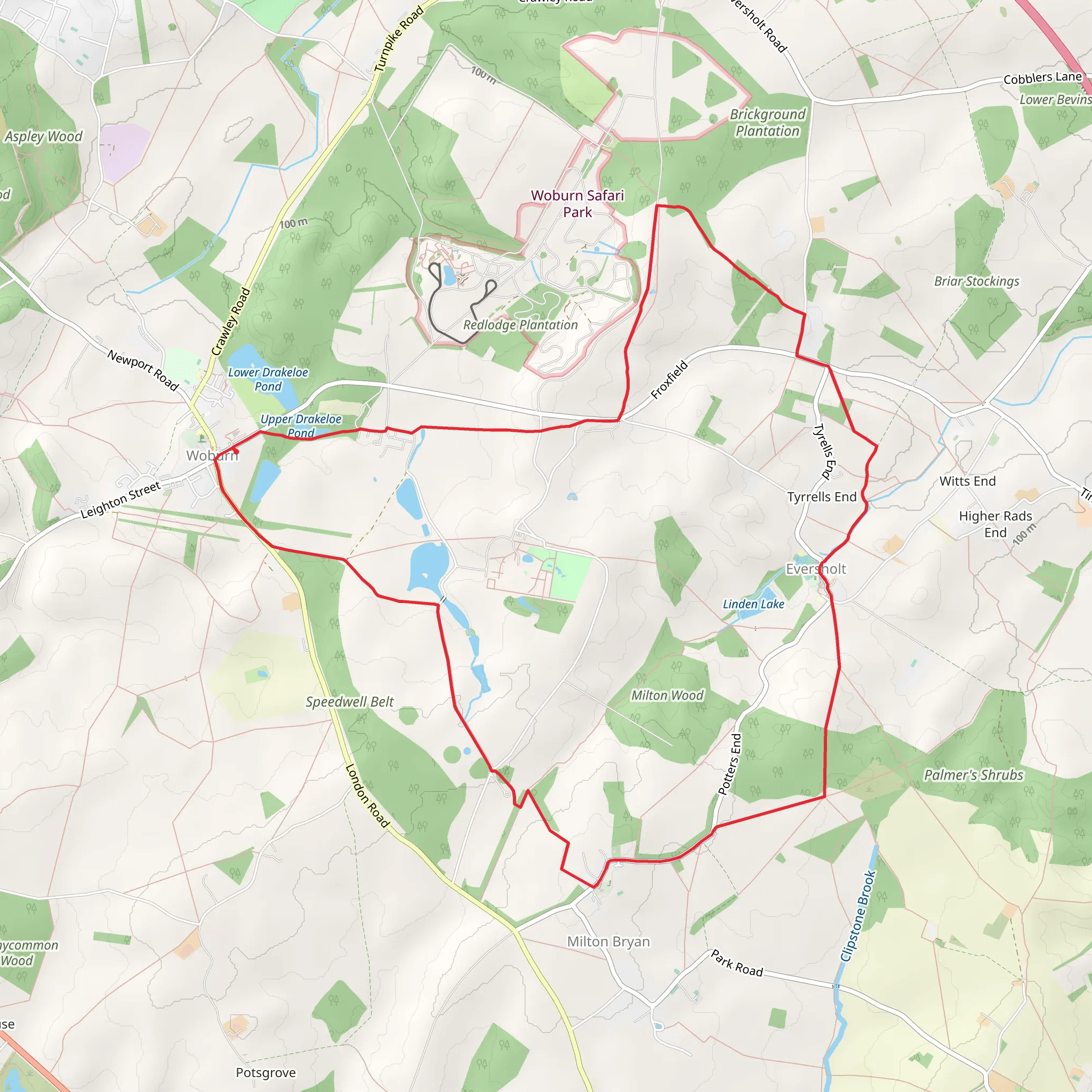 Woburn Pond and Palmer's Shrubs Loop mobile static map