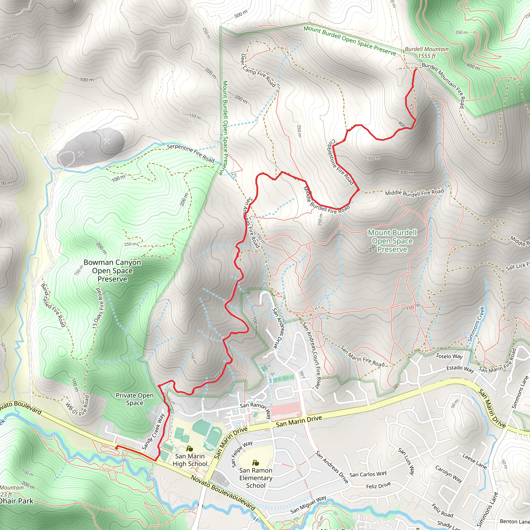Burdell Mountain via Dwarf Oak Trail mobile static map