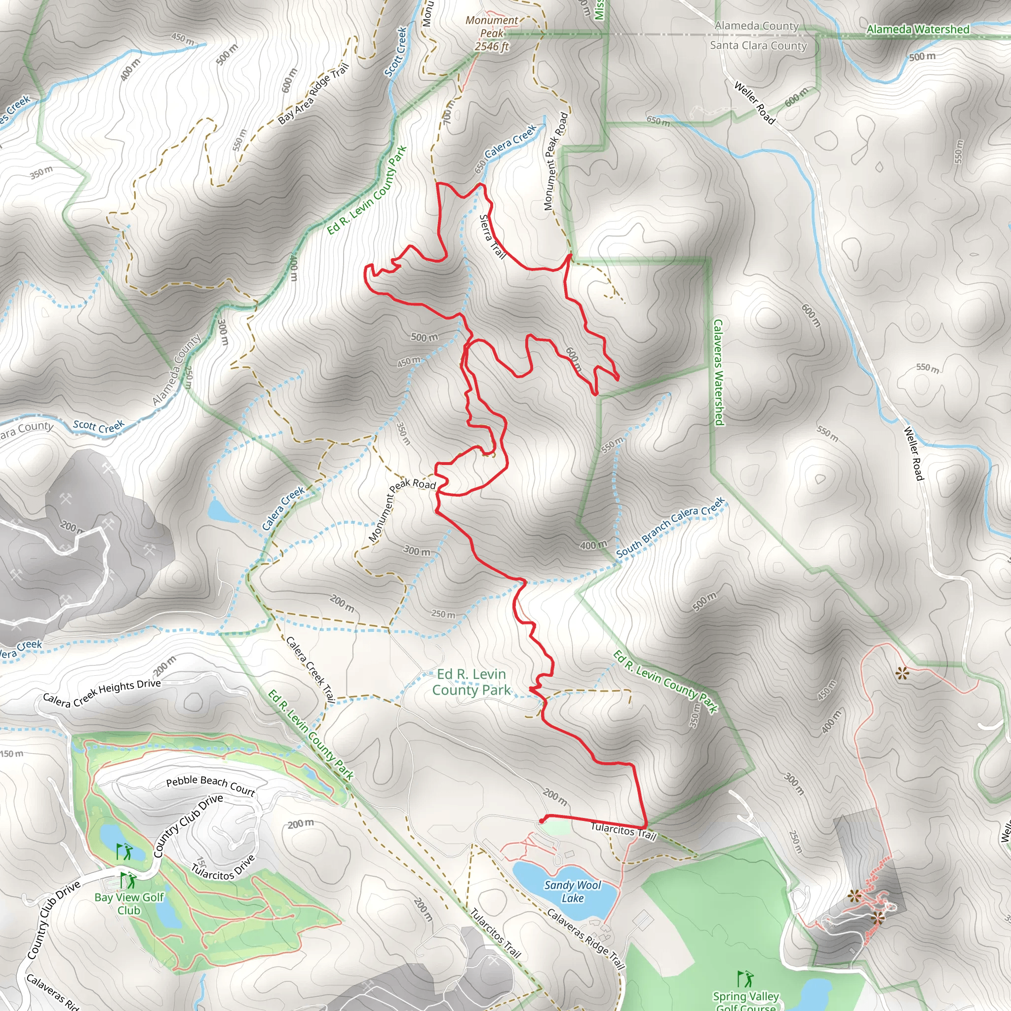 Monument Peak Trail mobile static map
