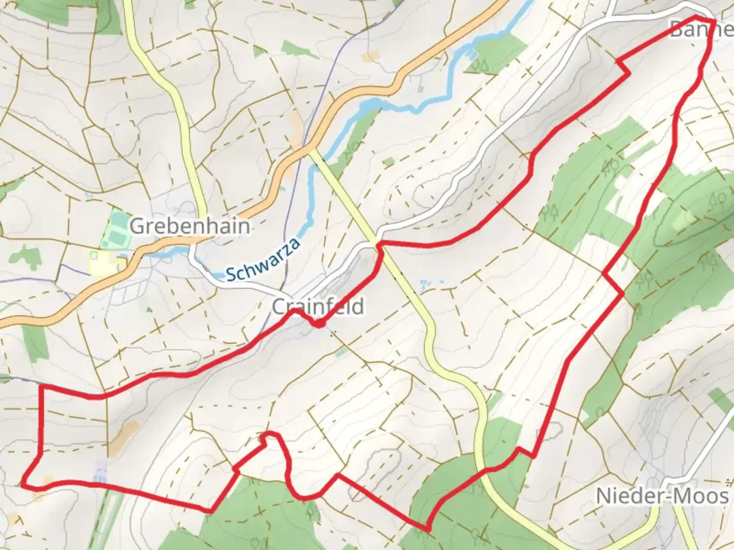 An image depicting the trail Maienberg Rundwanderweg and its surrounding area.
