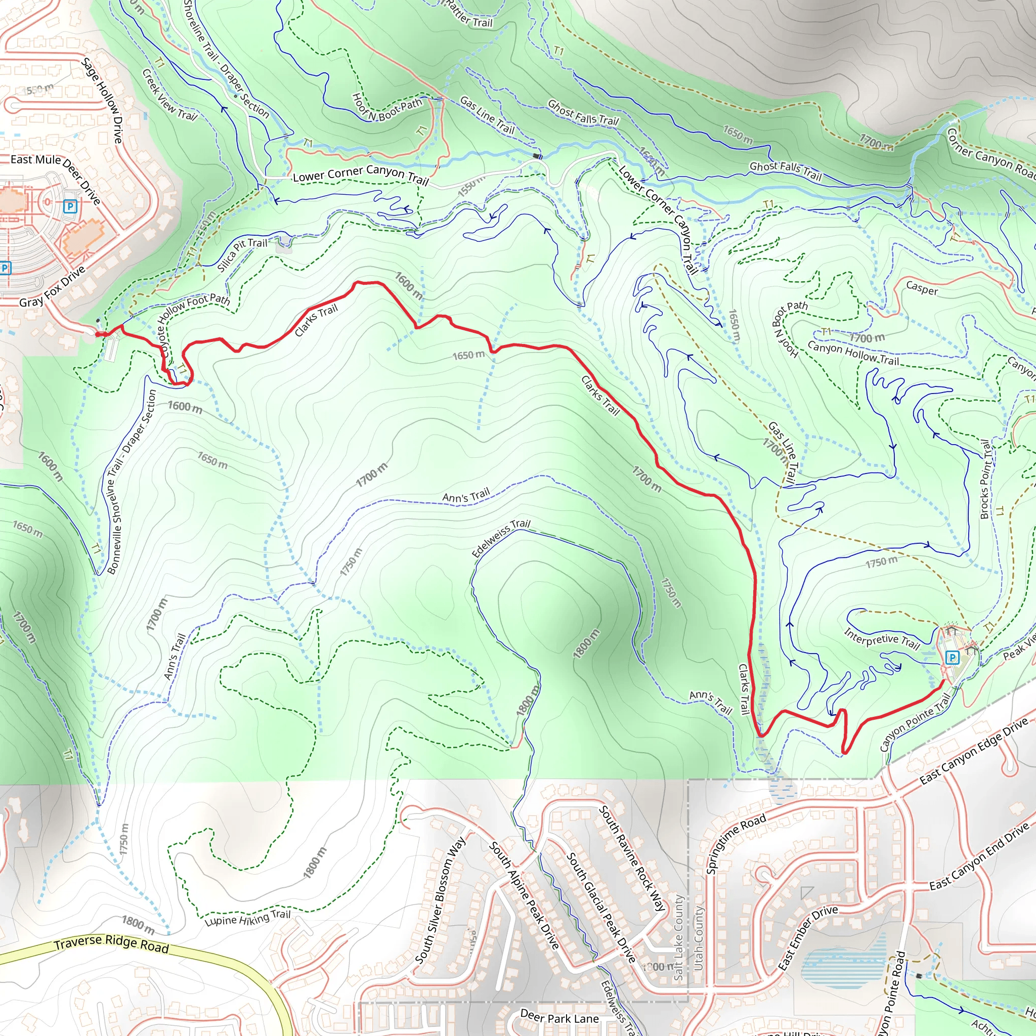 Clarks Trail and Ann's Trail mobile static map