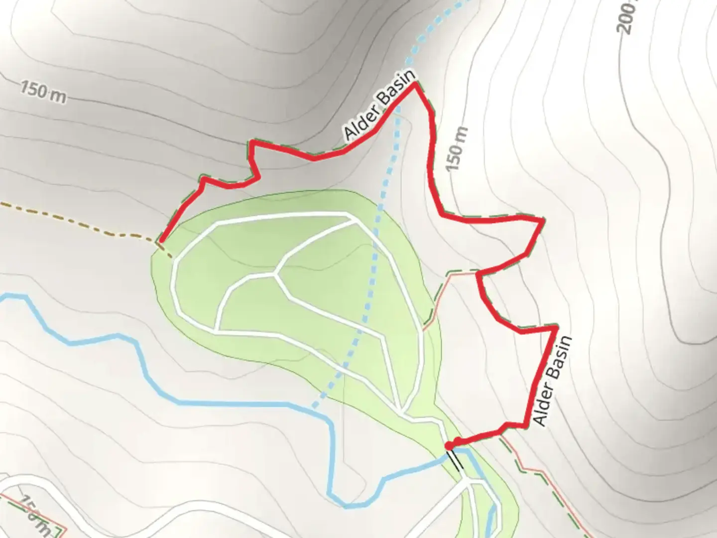 An image depicting the trail Alder Basin and its surrounding area.