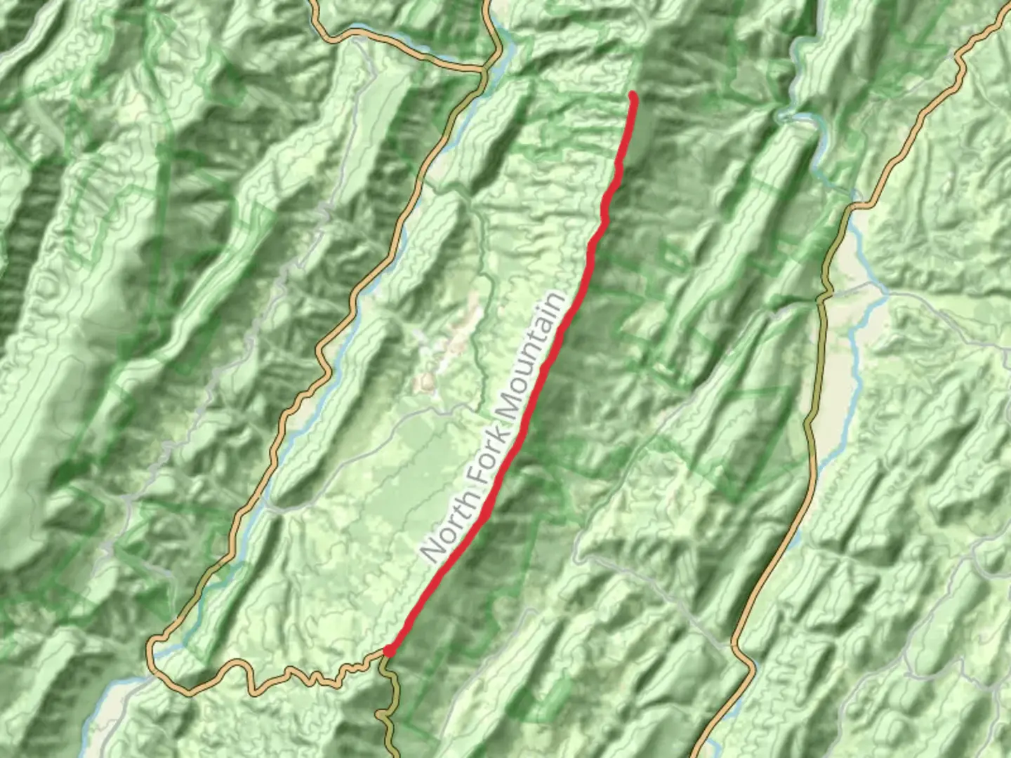 An image depicting the trail High Knob via North Fork Mountain Trail and its surrounding area.