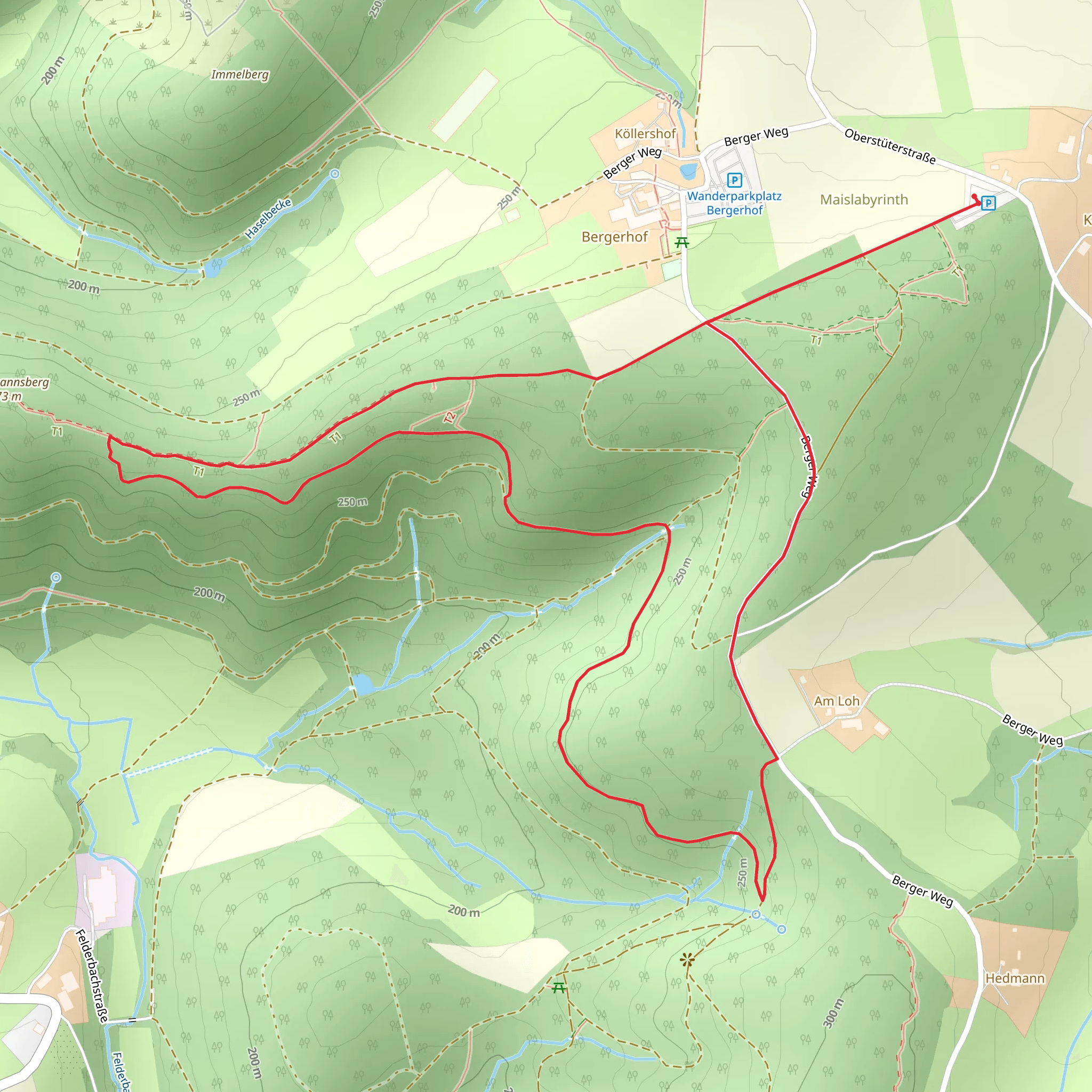 Kreiswald Loop via Rundweg Kauerhof mobile static map