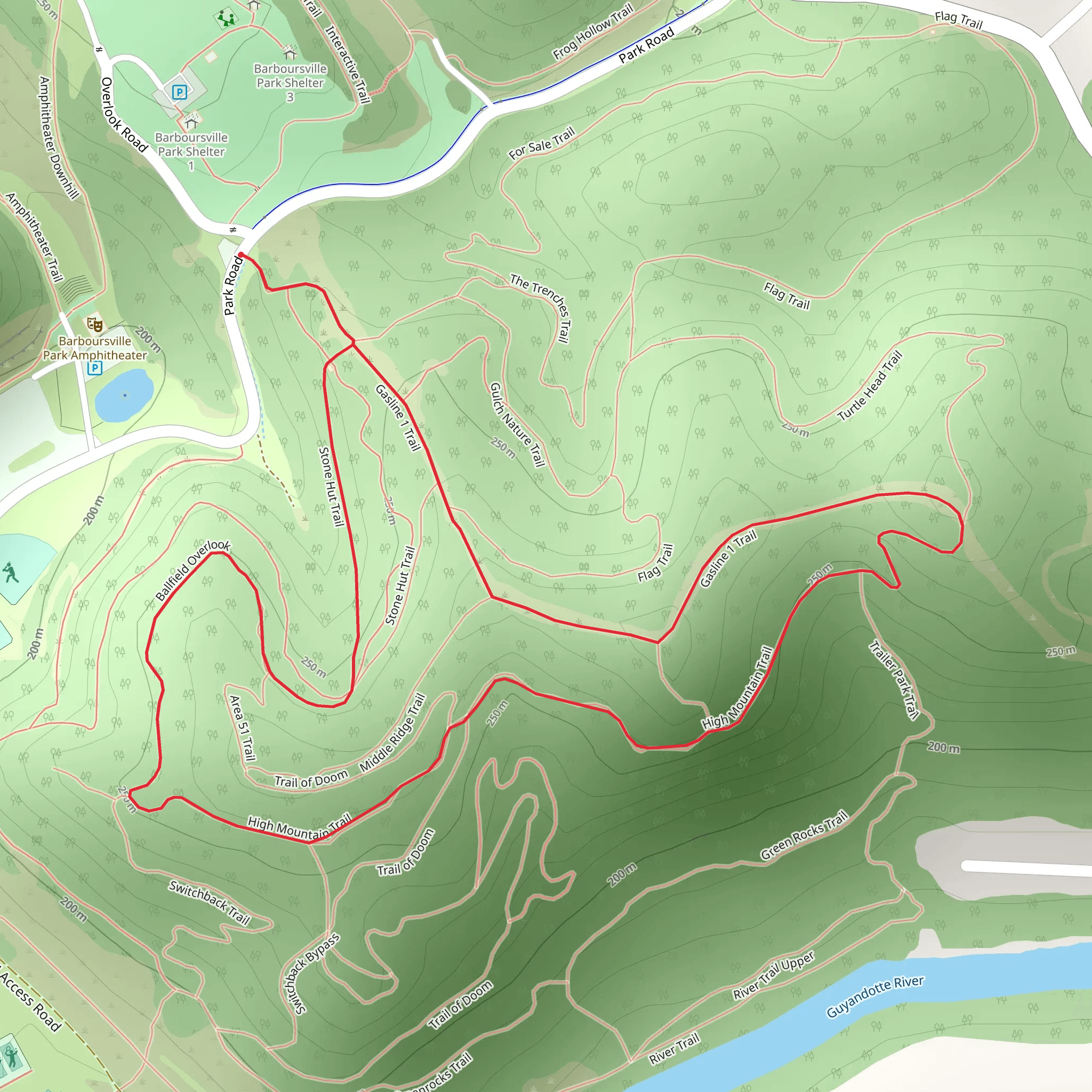 Gasline 1 and High Mountain Loop Trail mobile static map